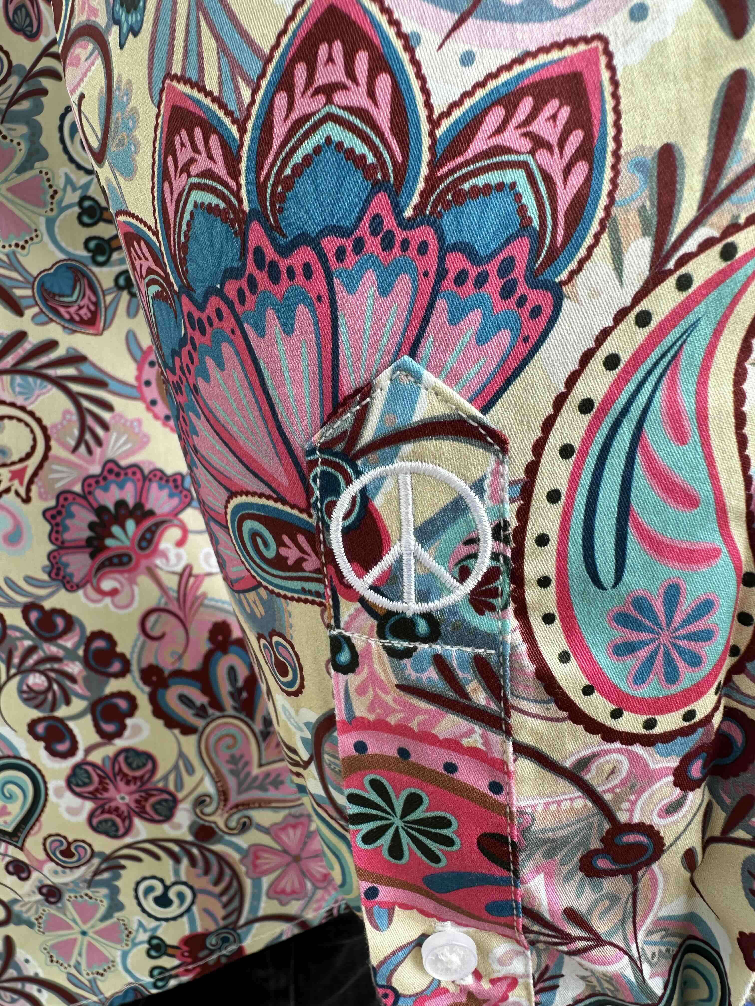 JOHN LENNON Mens Clifton Long Sleeve Shirt - White Floral Paisley - Image 5