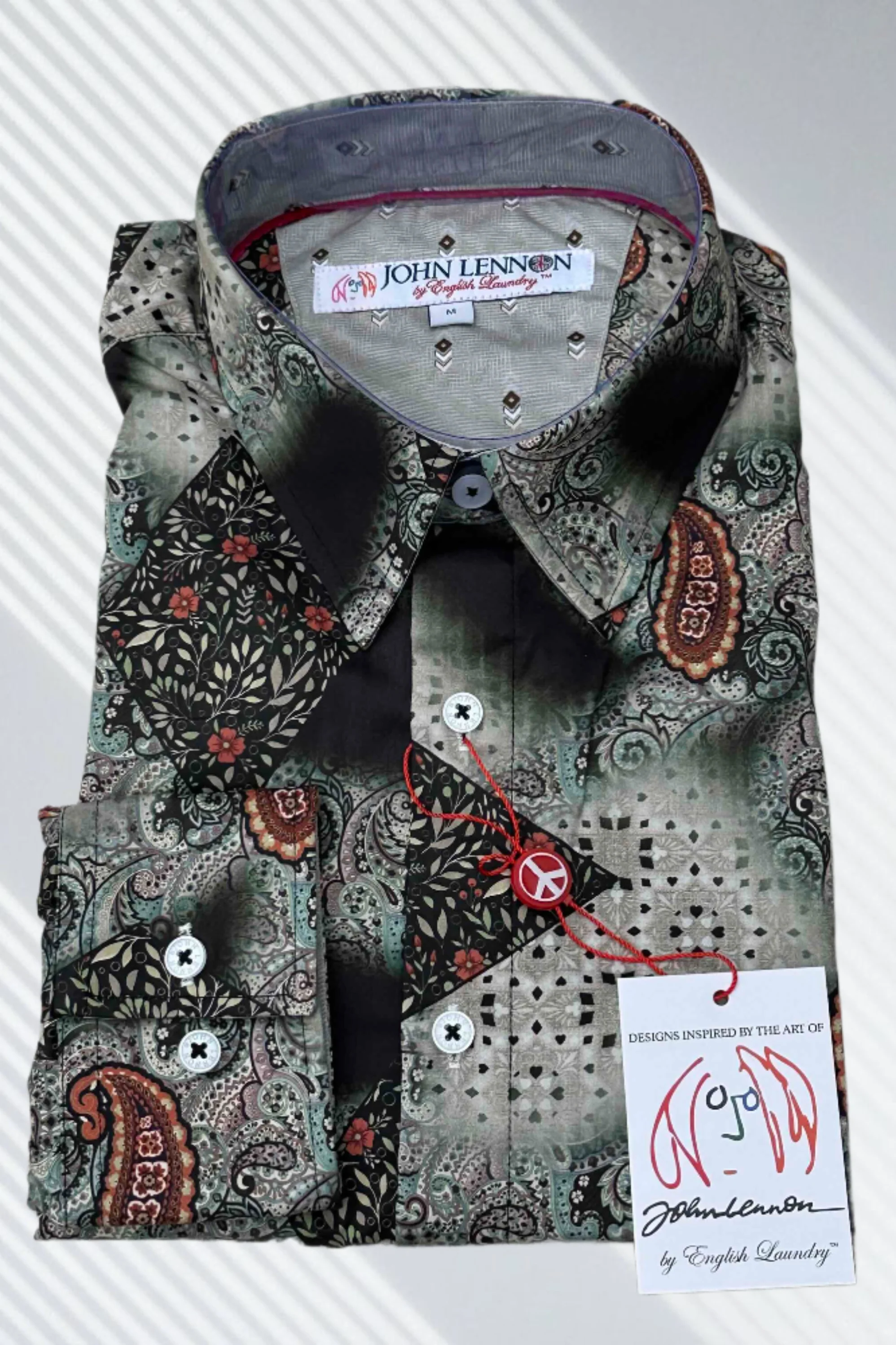 JOHN LENNON Mens Colchester Paisley Long Sleeve Shirt - Black - Image 15