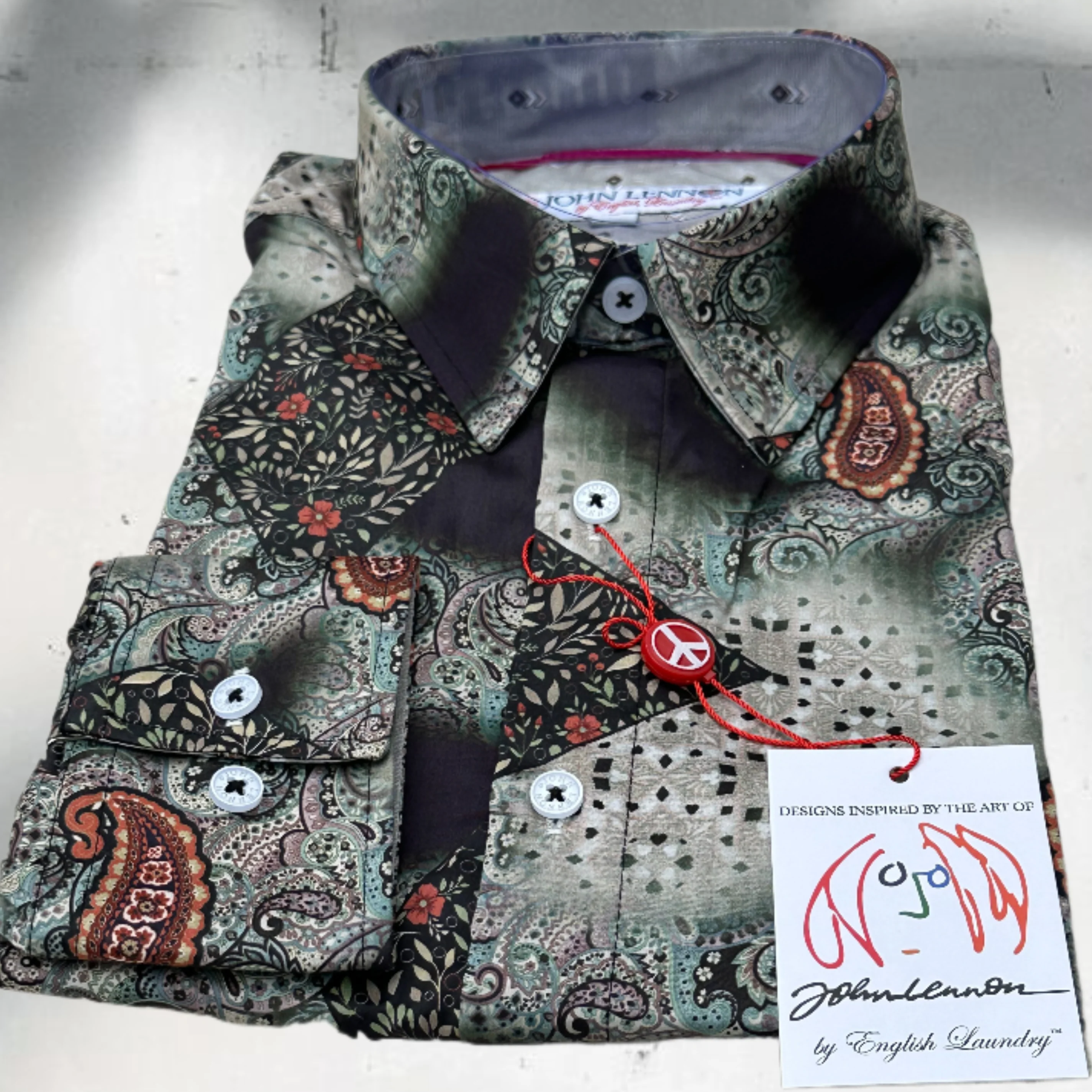 JOHN LENNON Mens Colchester Paisley Long Sleeve Shirt - Black - Image 17
