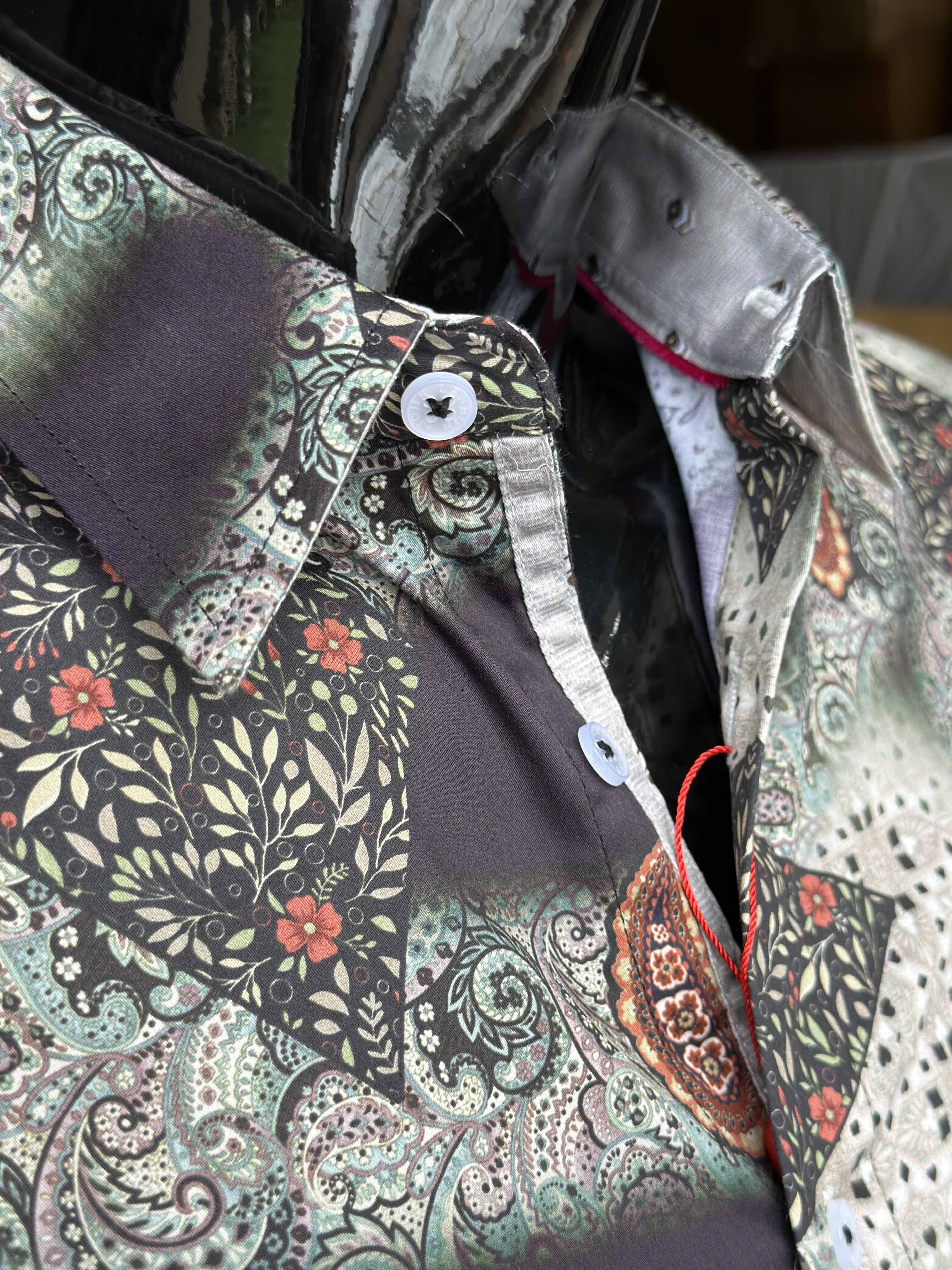 JOHN LENNON Mens Colchester Paisley Long Sleeve Shirt - Black - Image 5