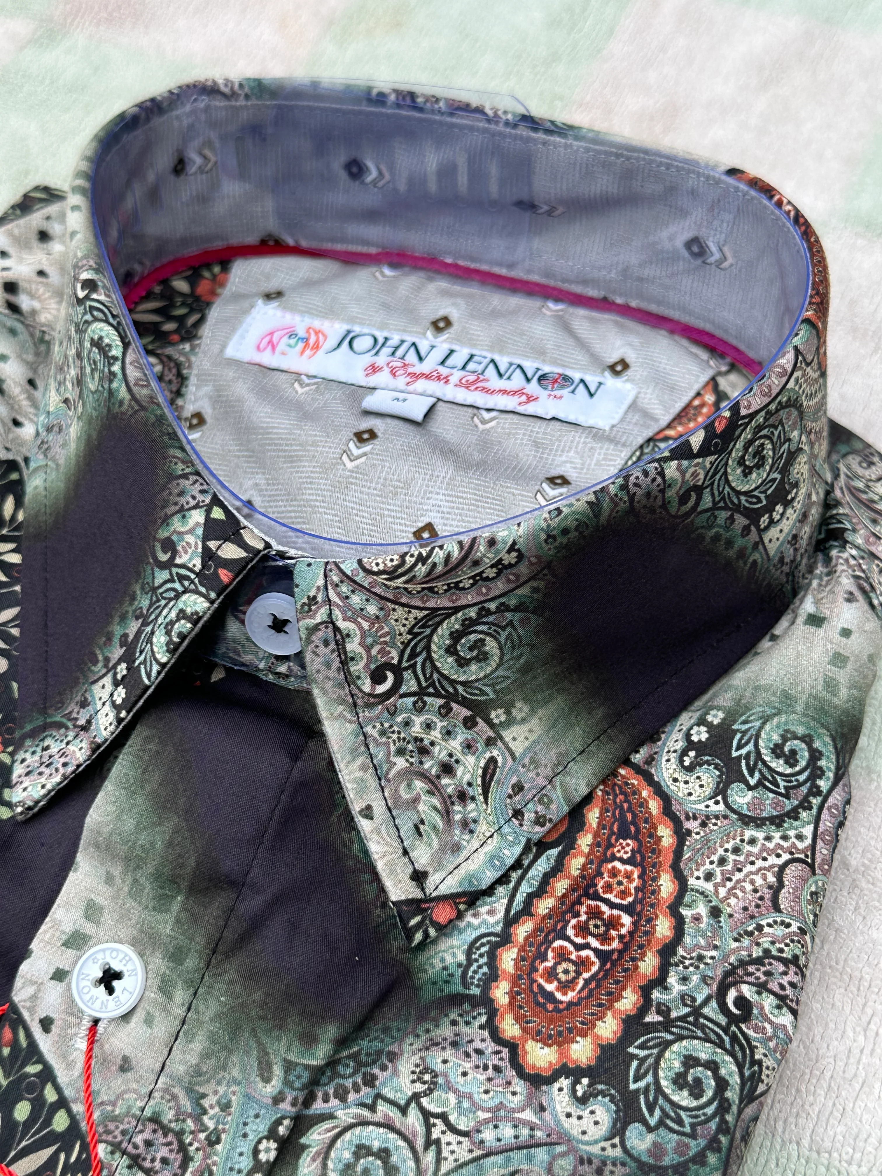 JOHN LENNON Mens Colchester Paisley Long Sleeve Shirt - Black - Image 6