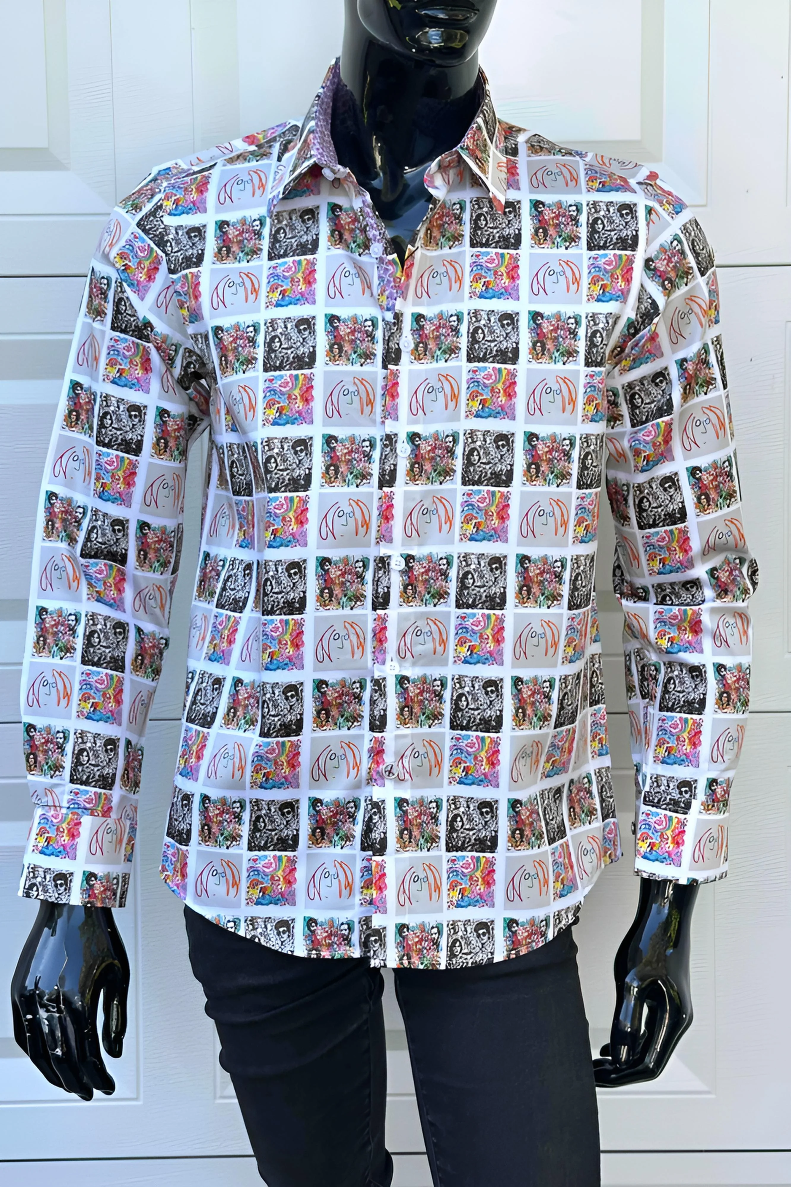 JOHN LENNON Mens Dewsbury Long Sleeve Shirt in Multi Print