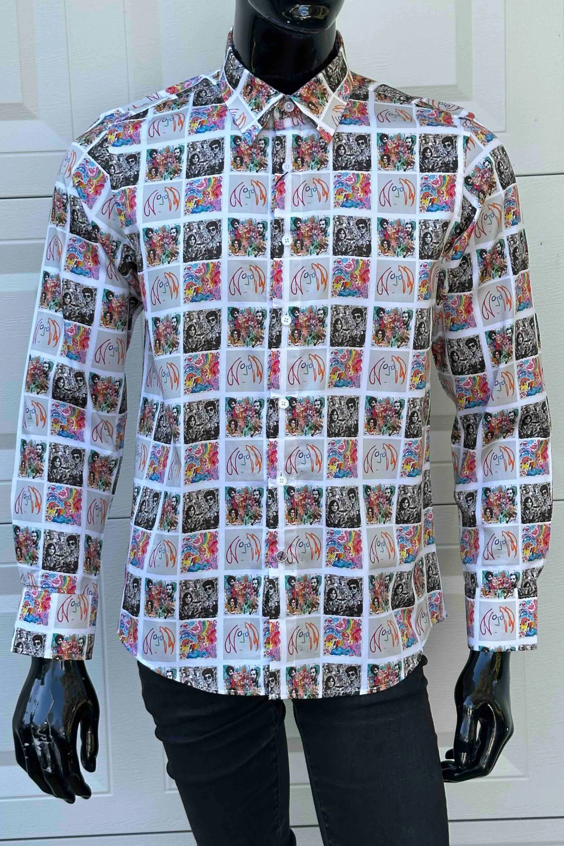 JOHN LENNON Mens Dewsbury Long Sleeve Shirt in Multi Print - Image 2