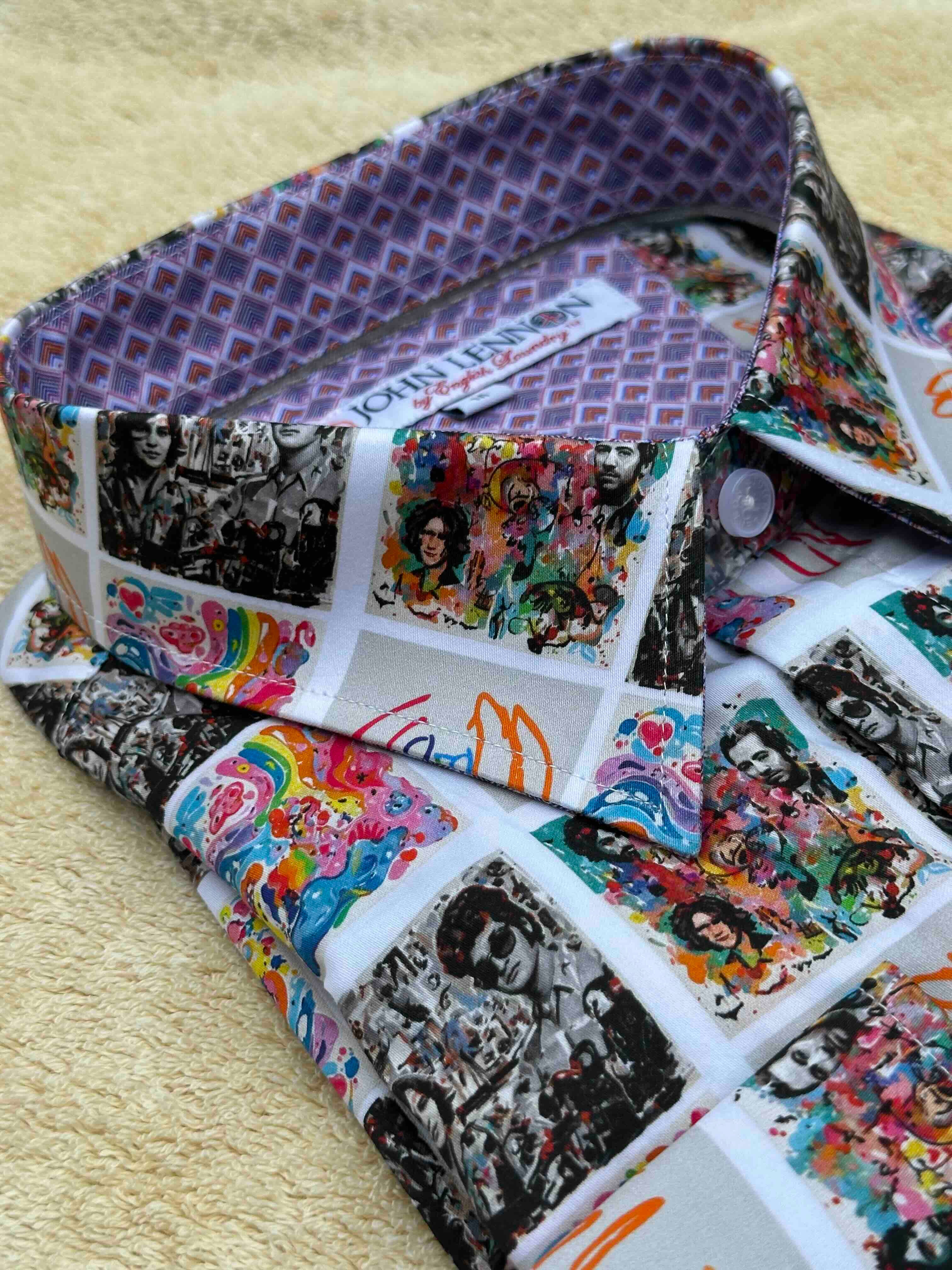 JOHN LENNON Mens Dewsbury Long Sleeve Shirt in Multi Print - Image 9