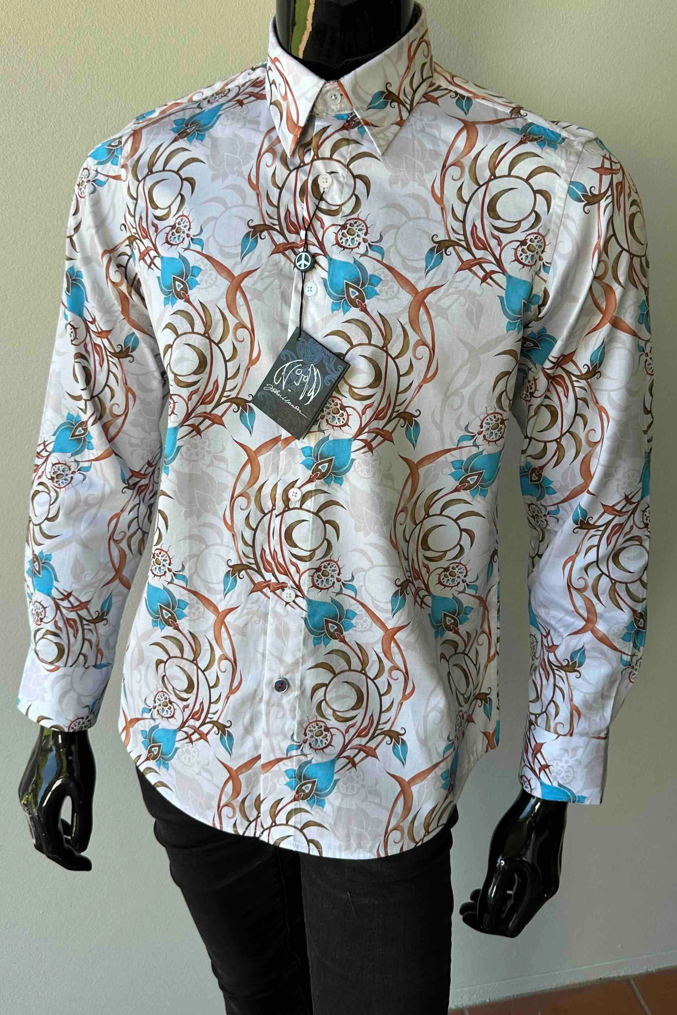 JOHN LENNON Mens Eldon Long Sleeve Shirt in Ecru - Image 11