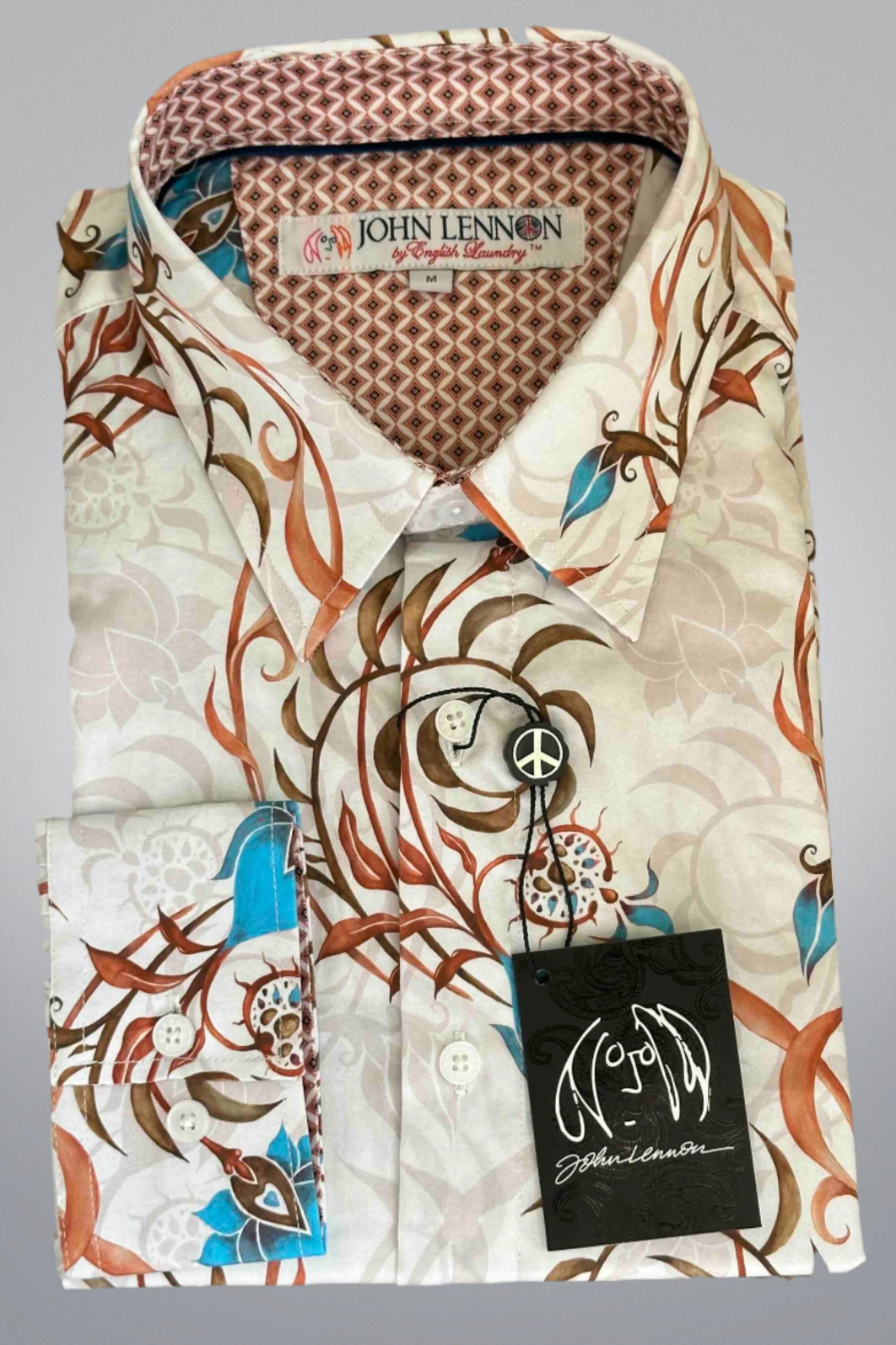 JOHN LENNON Mens Eldon Long Sleeve Shirt in Ecru - Image 16