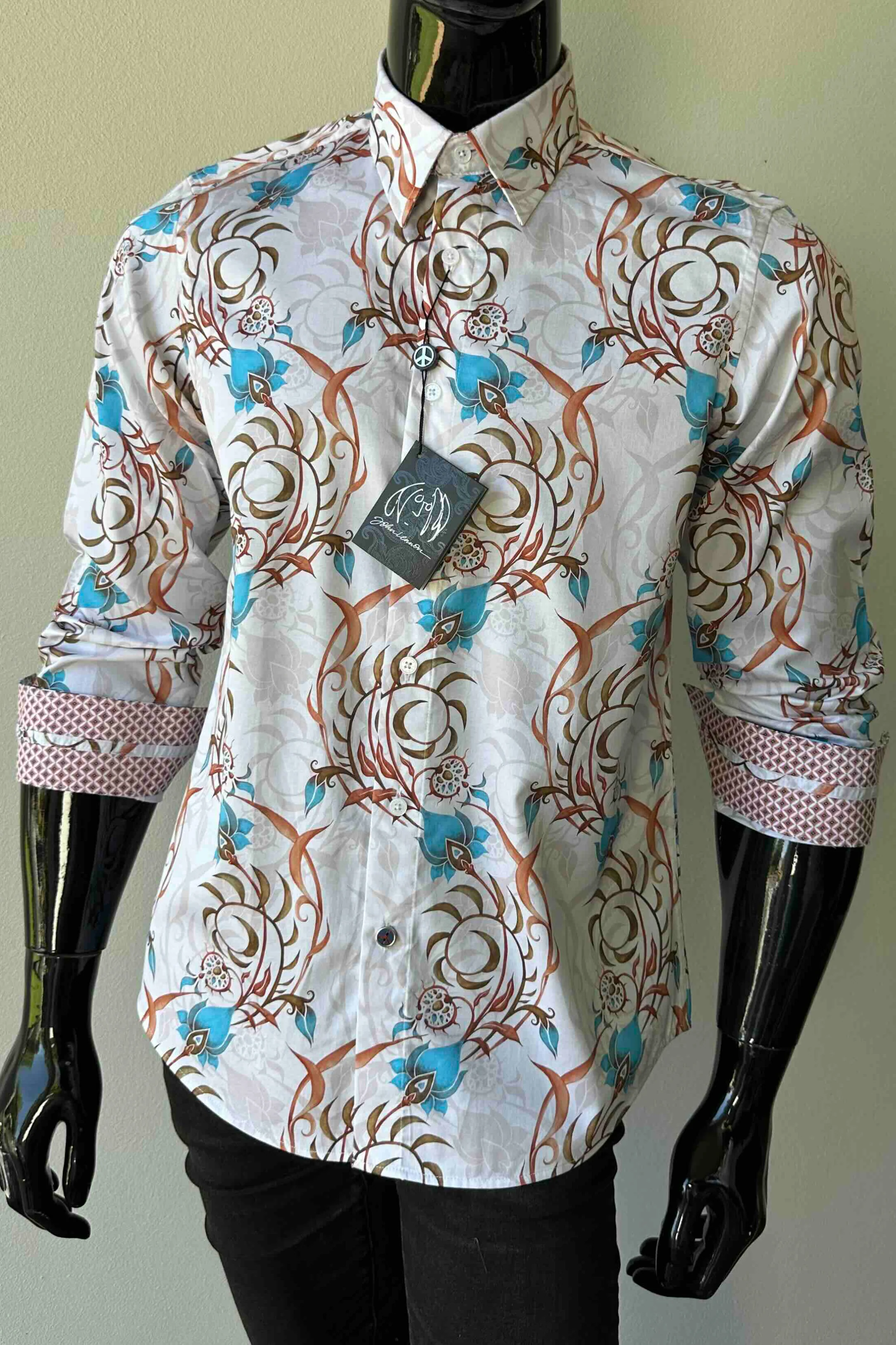 JOHN LENNON Mens Eldon Long Sleeve Shirt in Ecru - Image 9