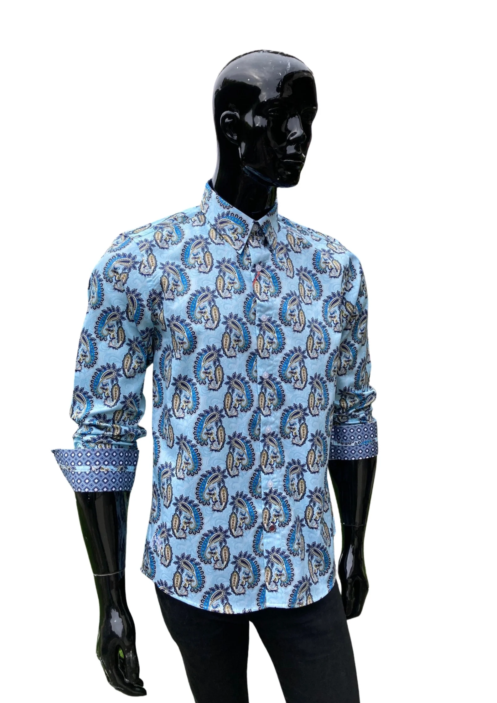 JOHN LENNON Mens Etal Paisley Shirt - Light Blue - Image 4