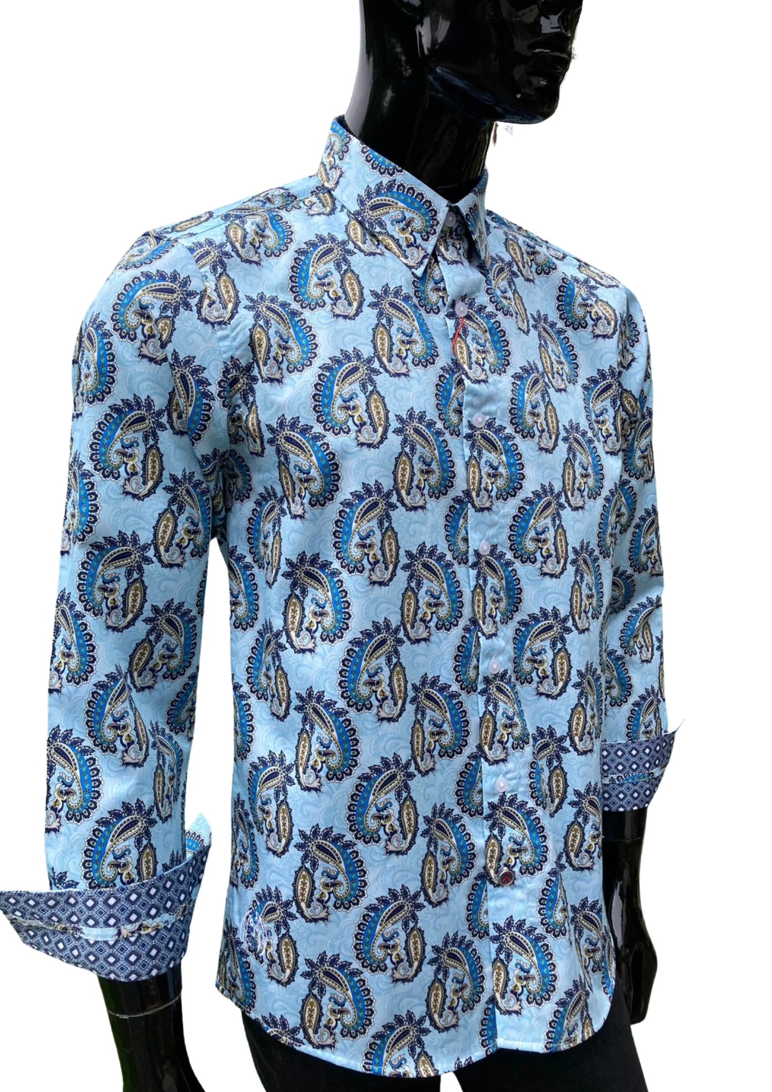 JOHN LENNON Mens Etal Paisley Shirt - Light Blue - Image 5