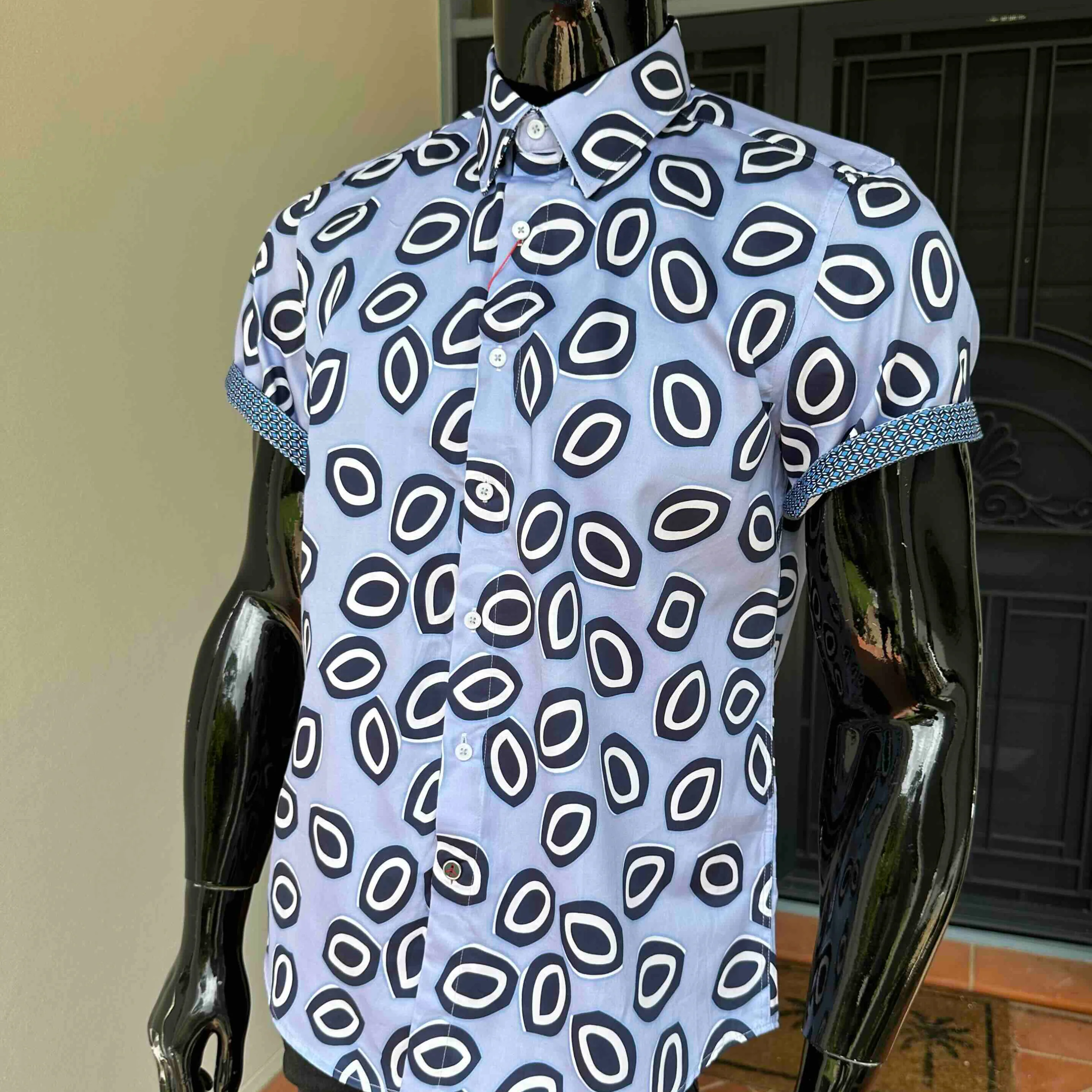 JOHN LENNON Mens Evesham Short Sleeve Shirt - Sky - Image 8