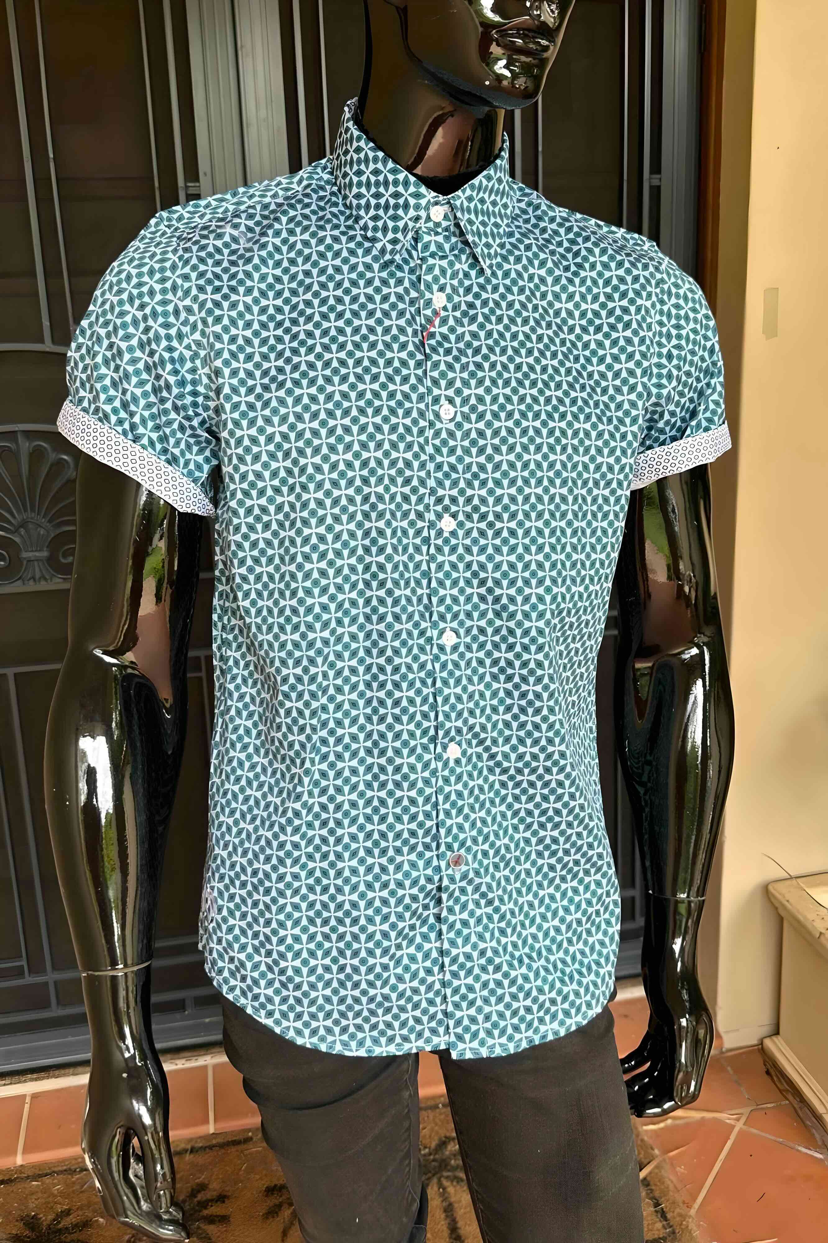 JOHN LENNON Mens Ferriby Short Sleeve Shirt - Emerald - Image 2