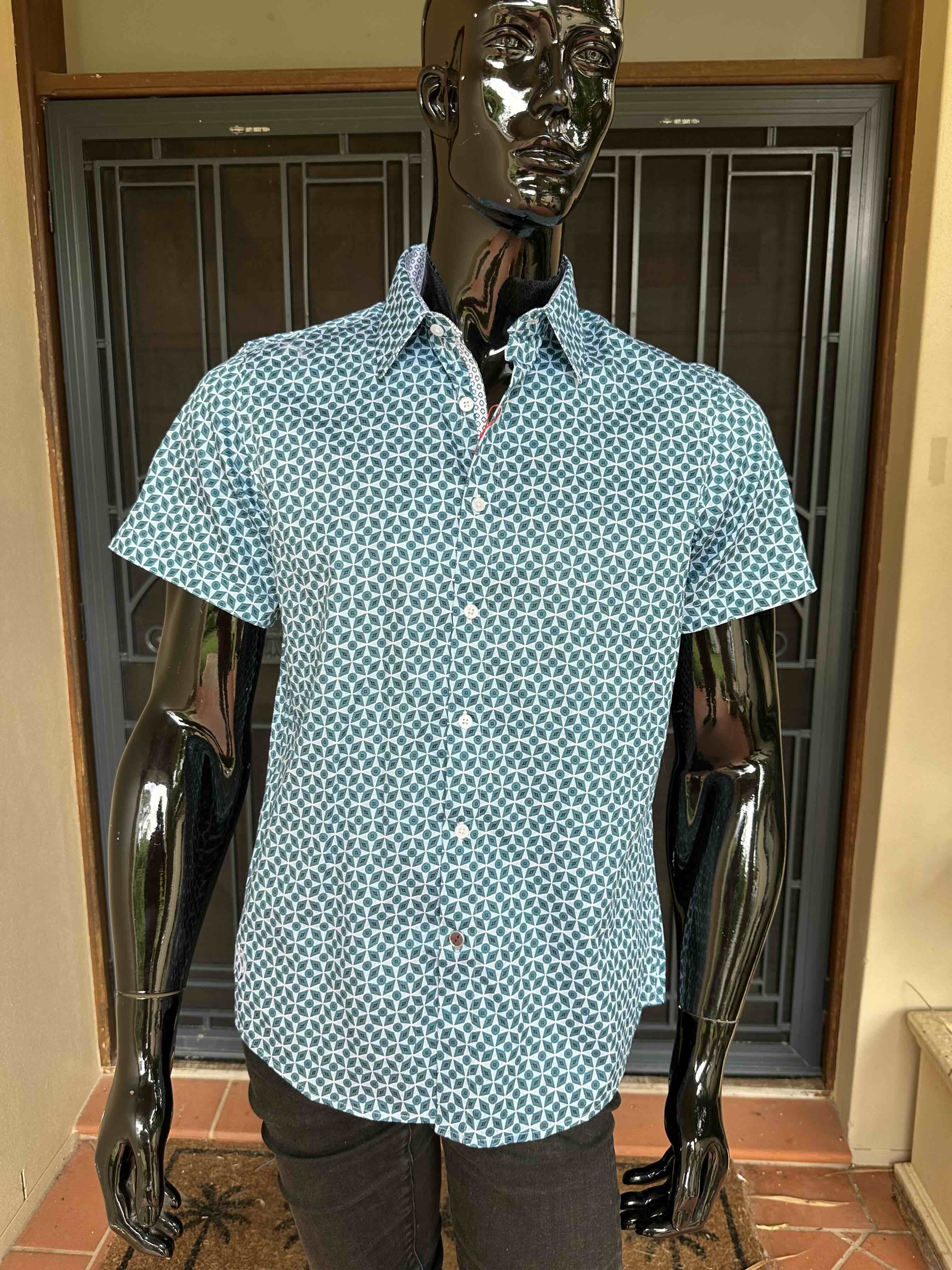 JOHN LENNON Mens Ferriby Short Sleeve Shirt - Emerald - Image 3