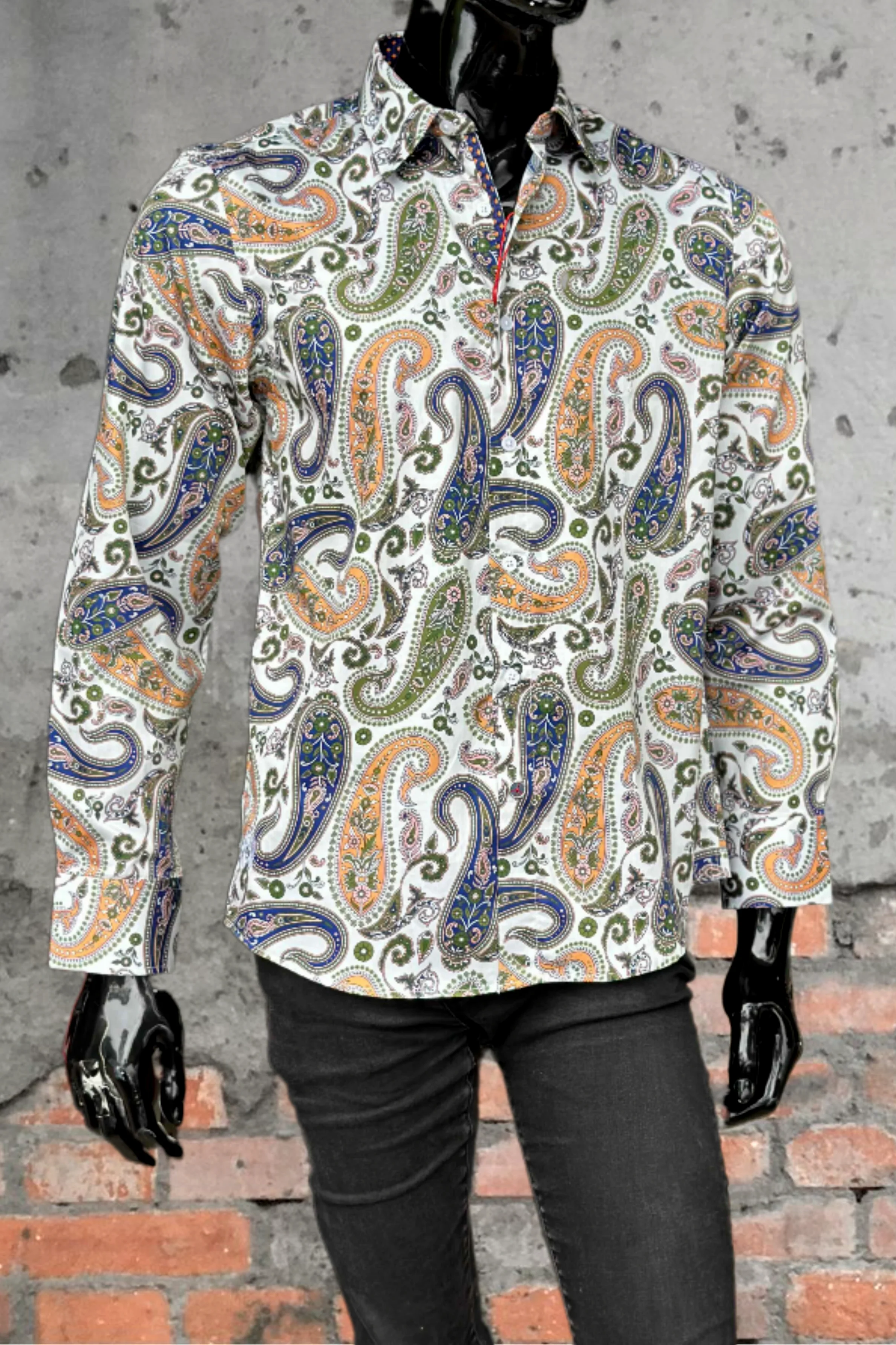 JOHN LENNON Mens Forest Green Paisley Long Sleeve Shirt - Mint - Image 2