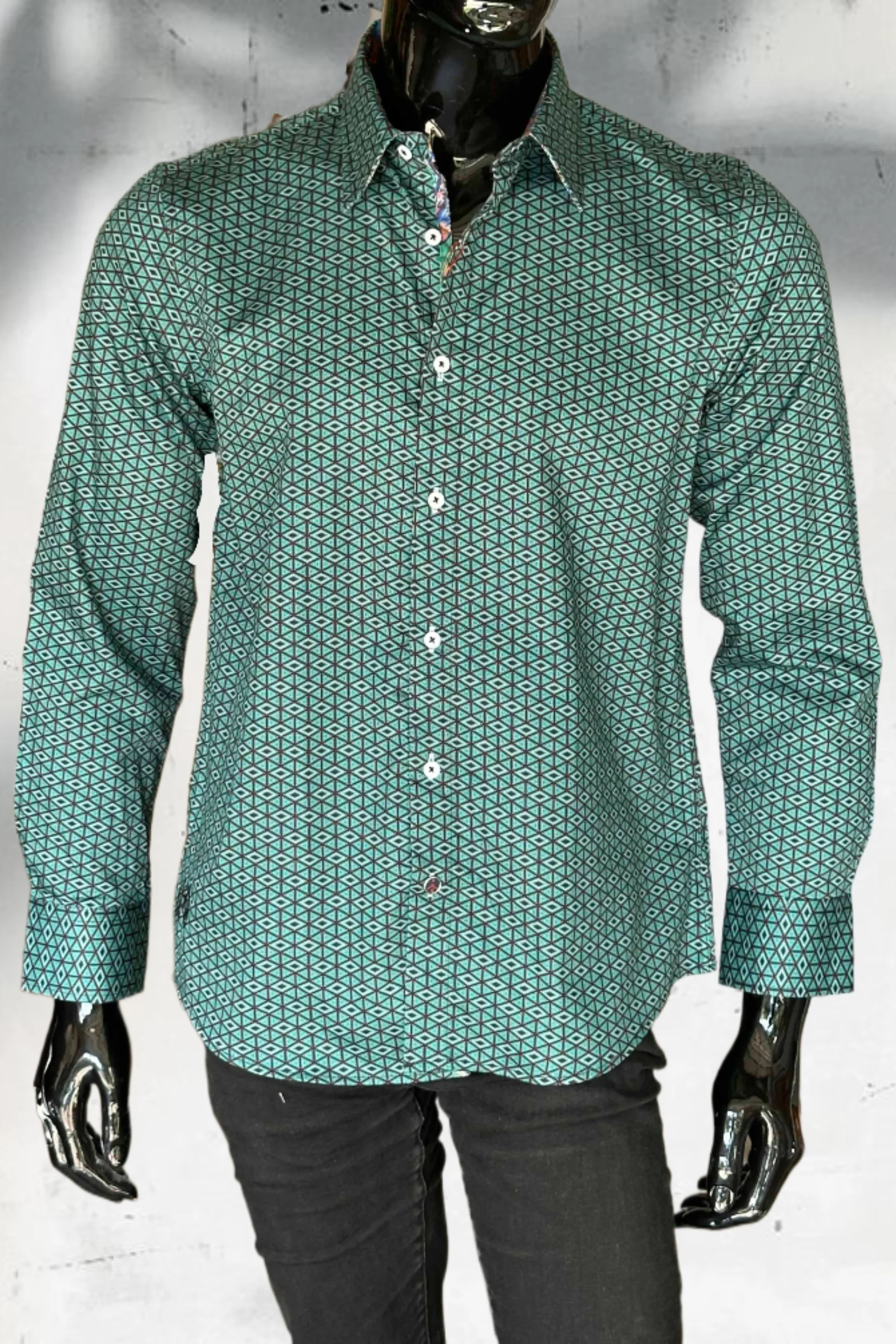 JOHN LENNON Mens Fosdyke Long Sleeve Shirt - Teal - Image 6