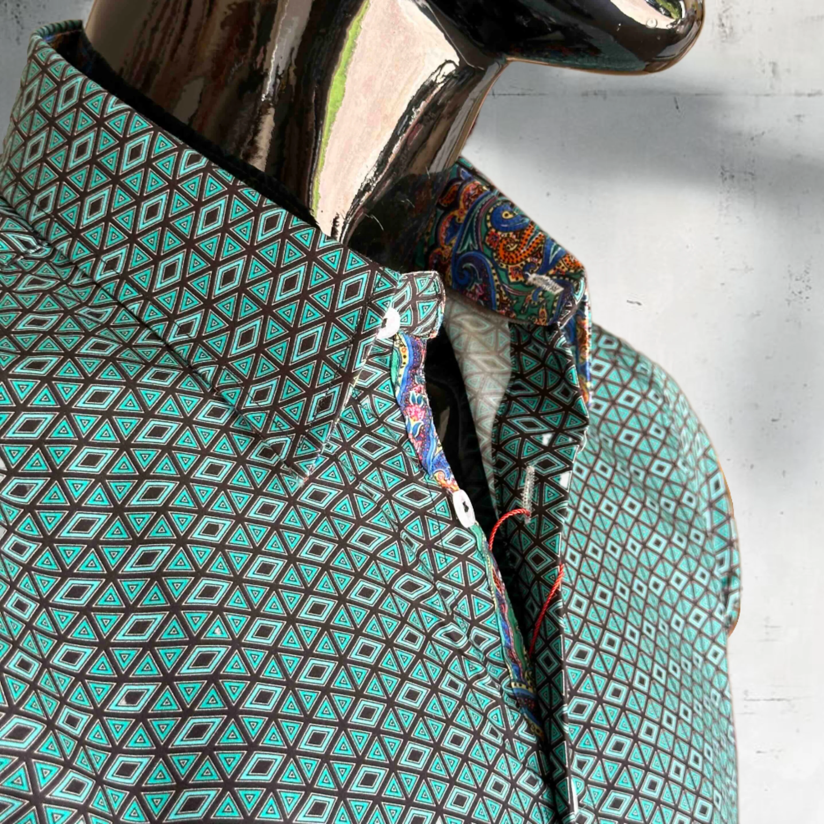 JOHN LENNON Mens Fosdyke Long Sleeve Shirt - Teal - Image 8