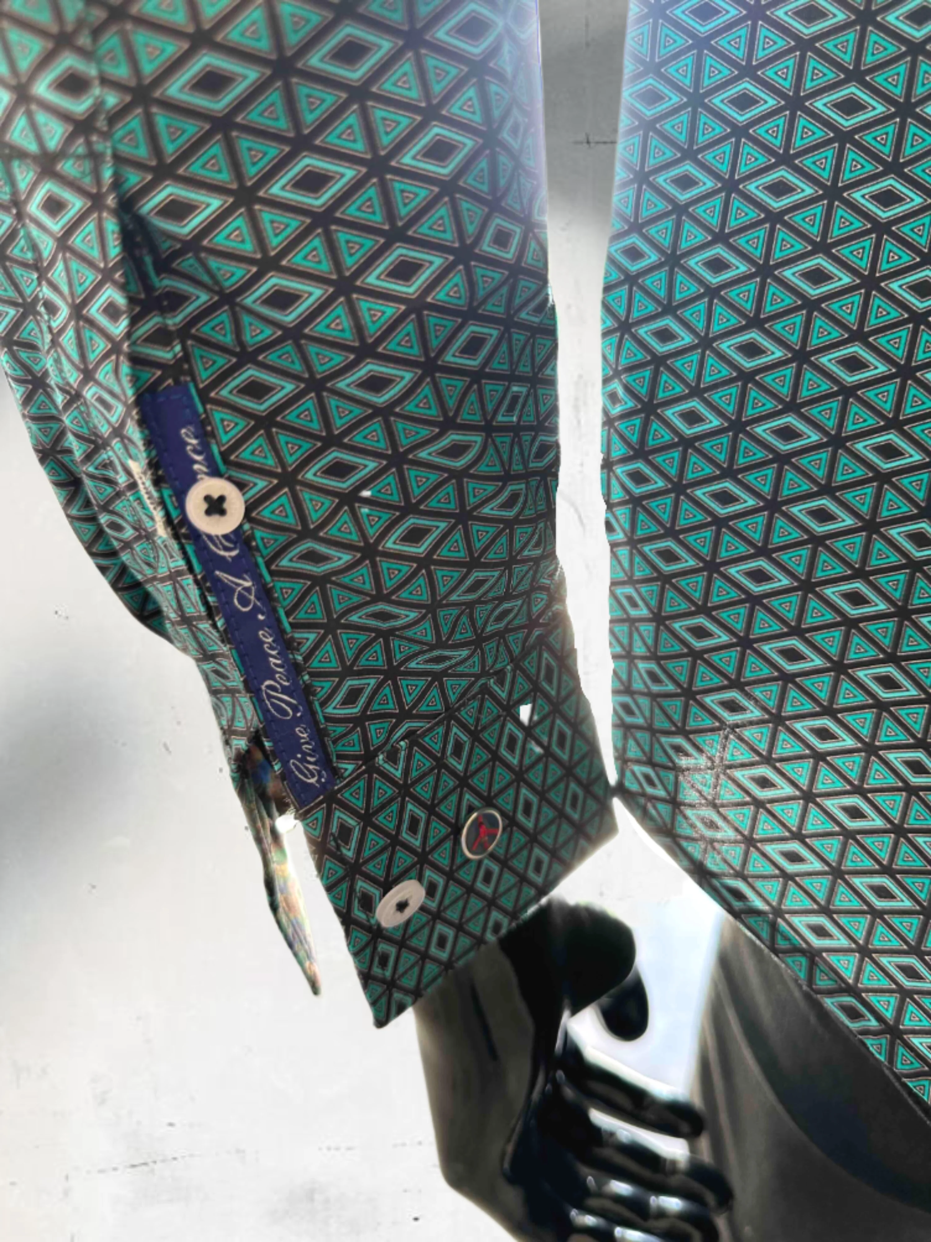 JOHN LENNON Mens Fosdyke Long Sleeve Shirt - Teal - Image 9