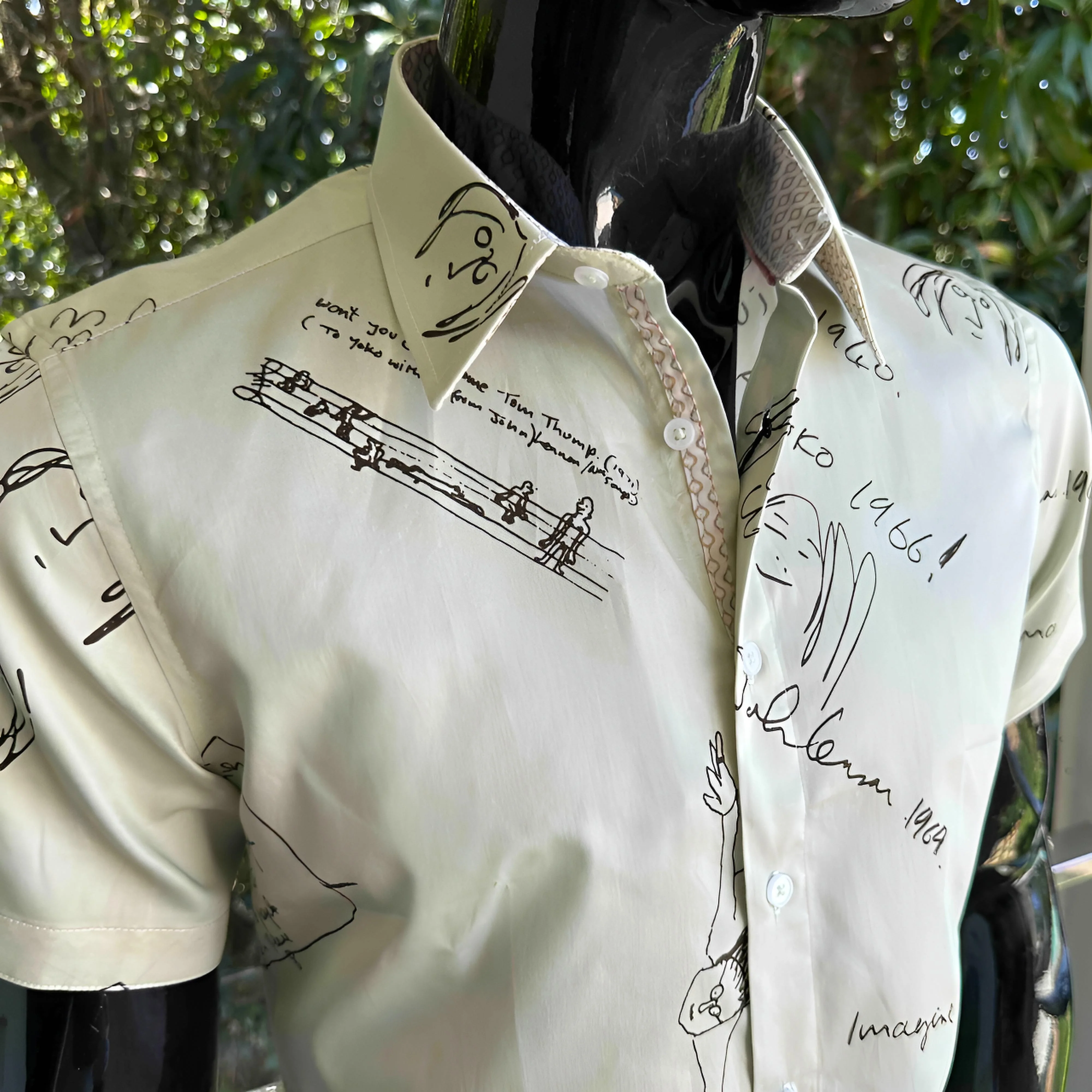JOHN LENNON Mens Four Lanes Short Sleeve Shirt in Khaki - Image 2