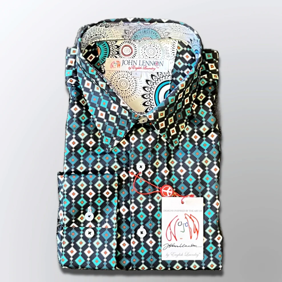 JOHN LENNON Mens Gates Long Sleeve Shirt Teal - Image 10