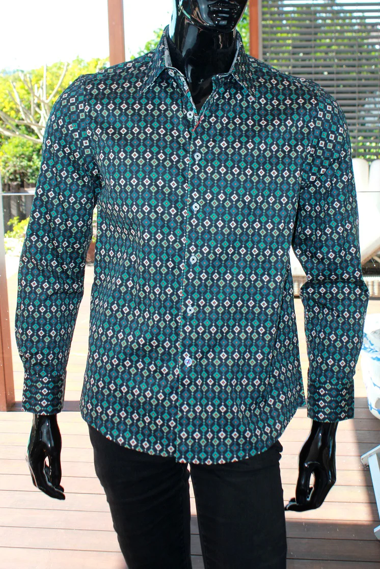 JOHN LENNON Mens Gates Long Sleeve Shirt Teal - Image 3