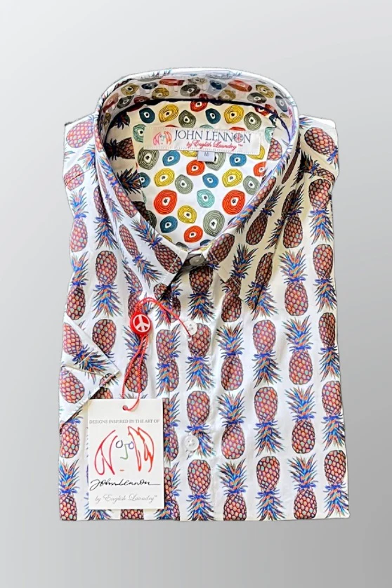 JOHN LENNON Mens Gateshead Short Sleeve Shirt Pineapple - Image 4