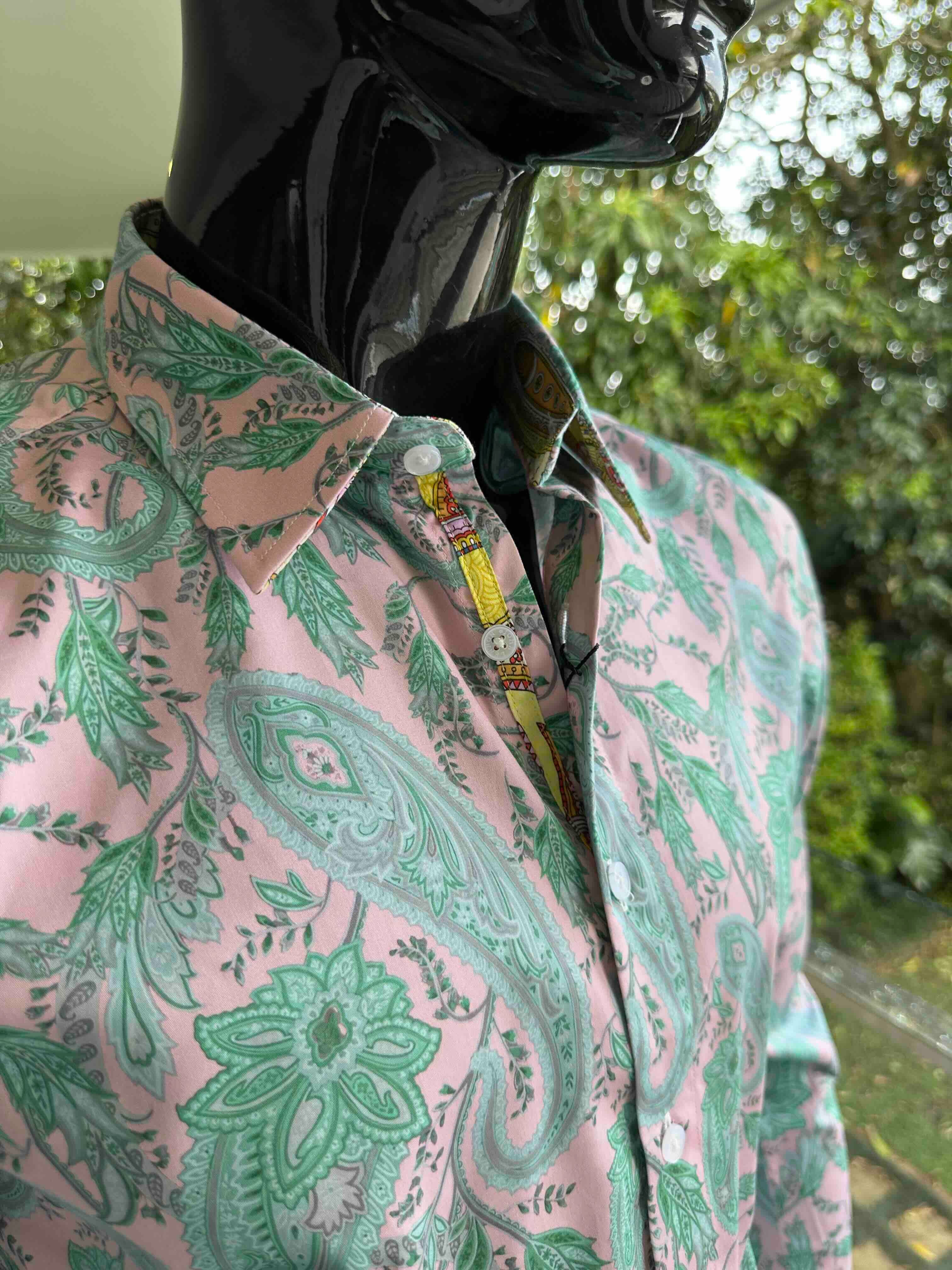 JOHN LENNON Mens Gosport Long Sleeve Paisley Shirt in Mint - Image 2