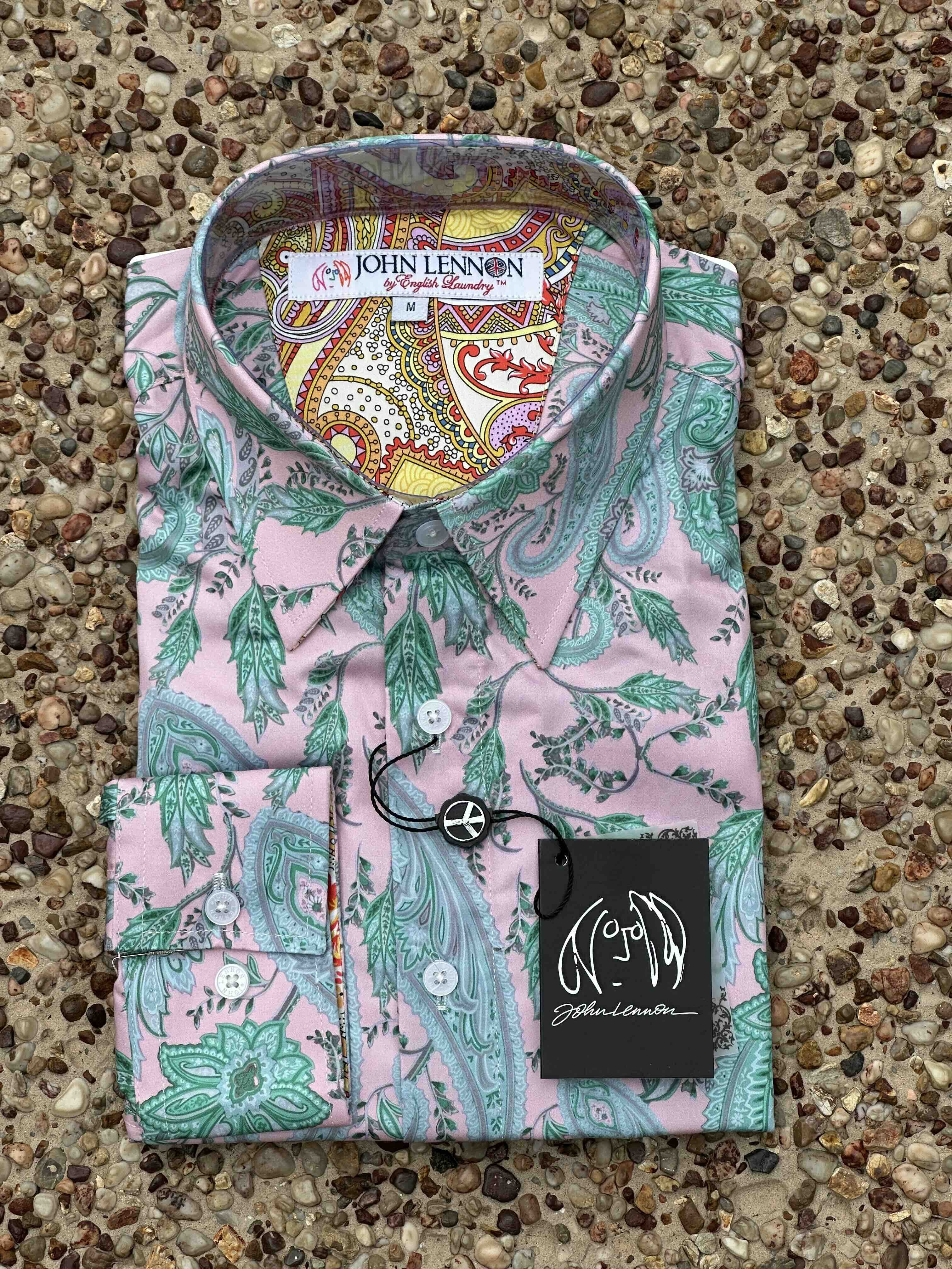 JOHN LENNON Mens Gosport Long Sleeve Paisley Shirt in Mint - Image 7