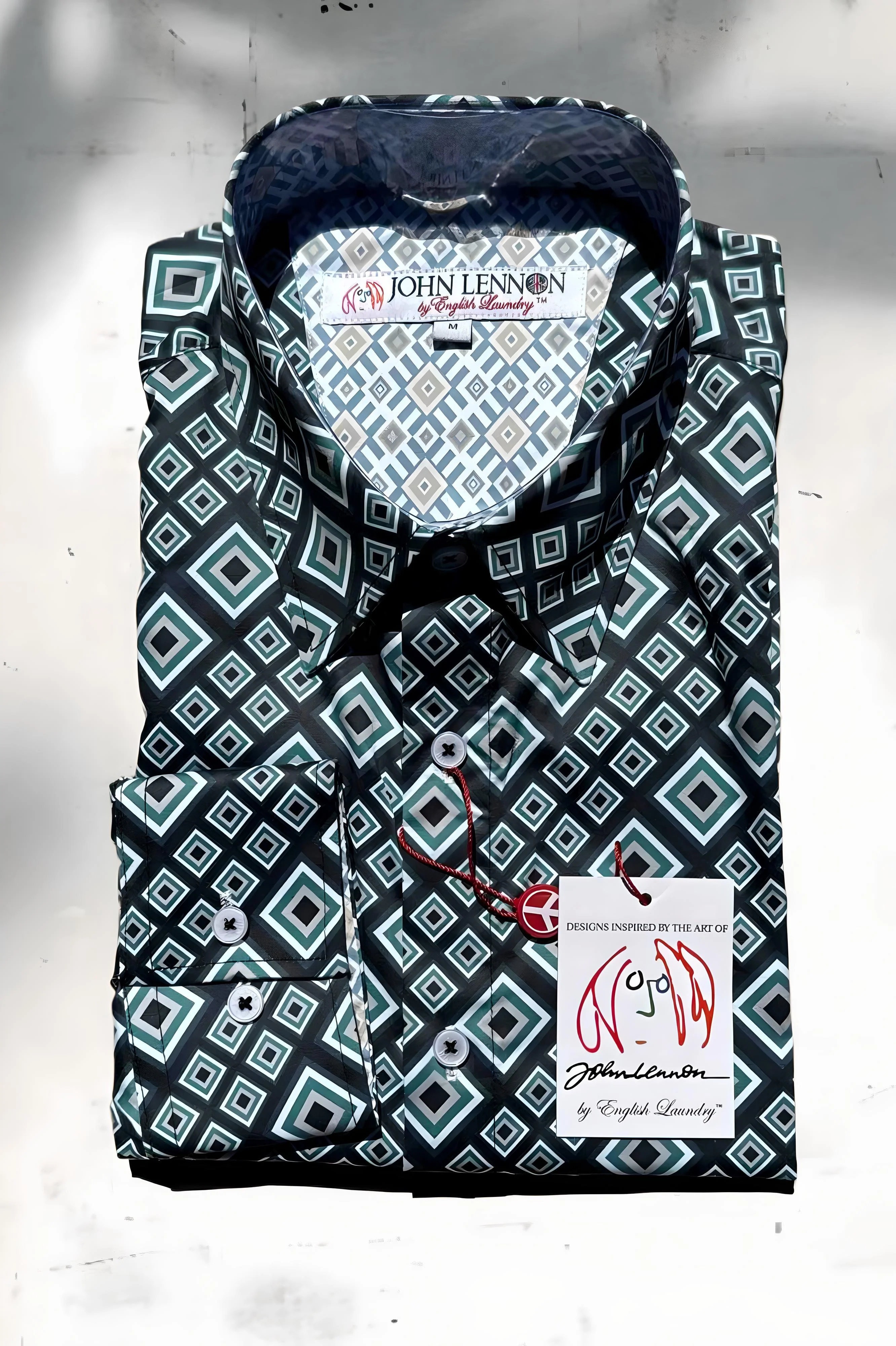 JOHN LENNON Mens Greenfield Long Sleeve Shirt - Sea - Image 2