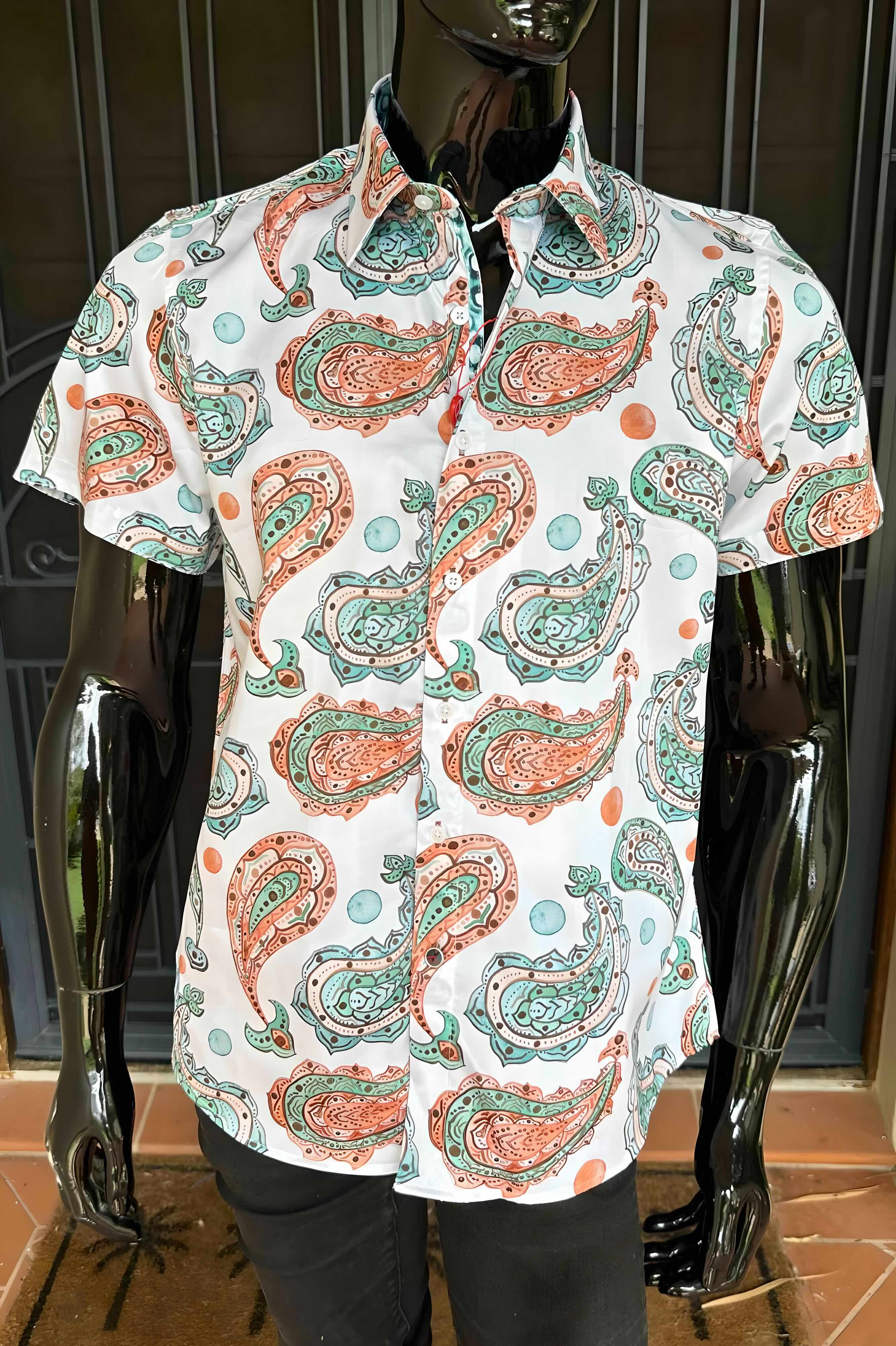 JOHN LENNON Mens Hadley Short Sleeve Paisley Shirt - White - Image 2