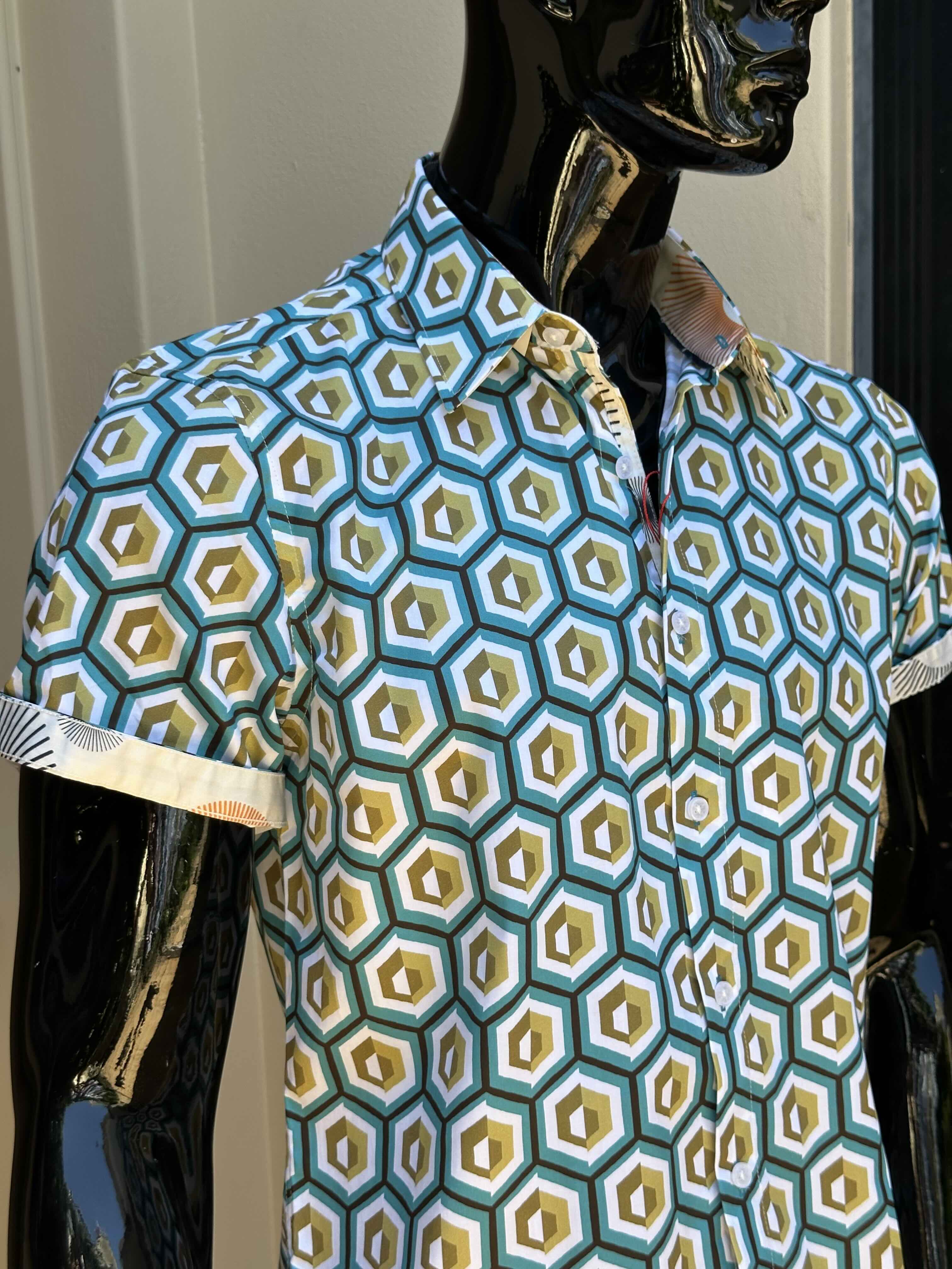 JOHN LENNON Mens Hartley Short Sleeve Shirt - Aqua - Image 2