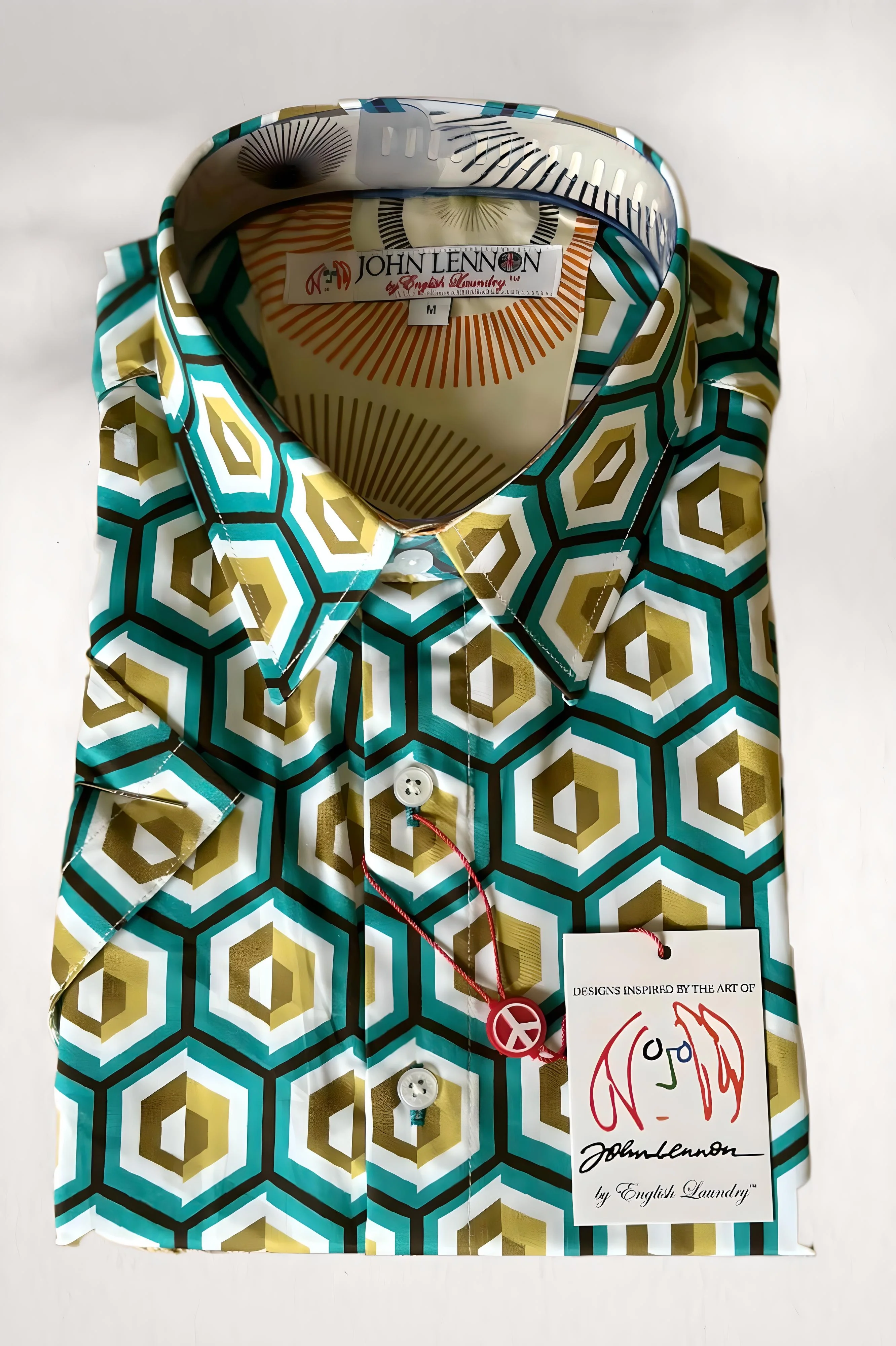 JOHN LENNON Mens Hartley Short Sleeve Shirt - Aqua - Image 3