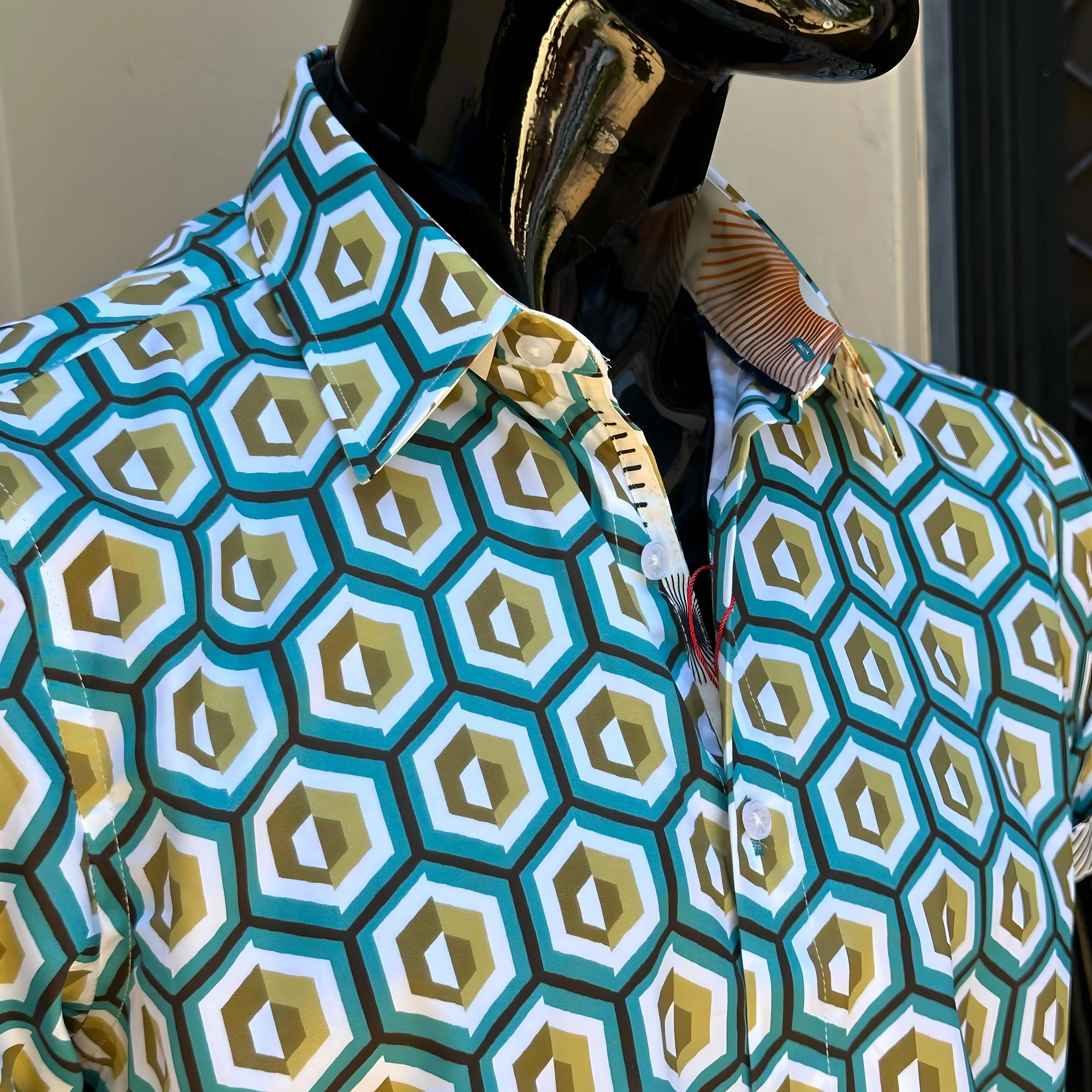 JOHN LENNON Mens Hartley Short Sleeve Shirt - Aqua - Image 5