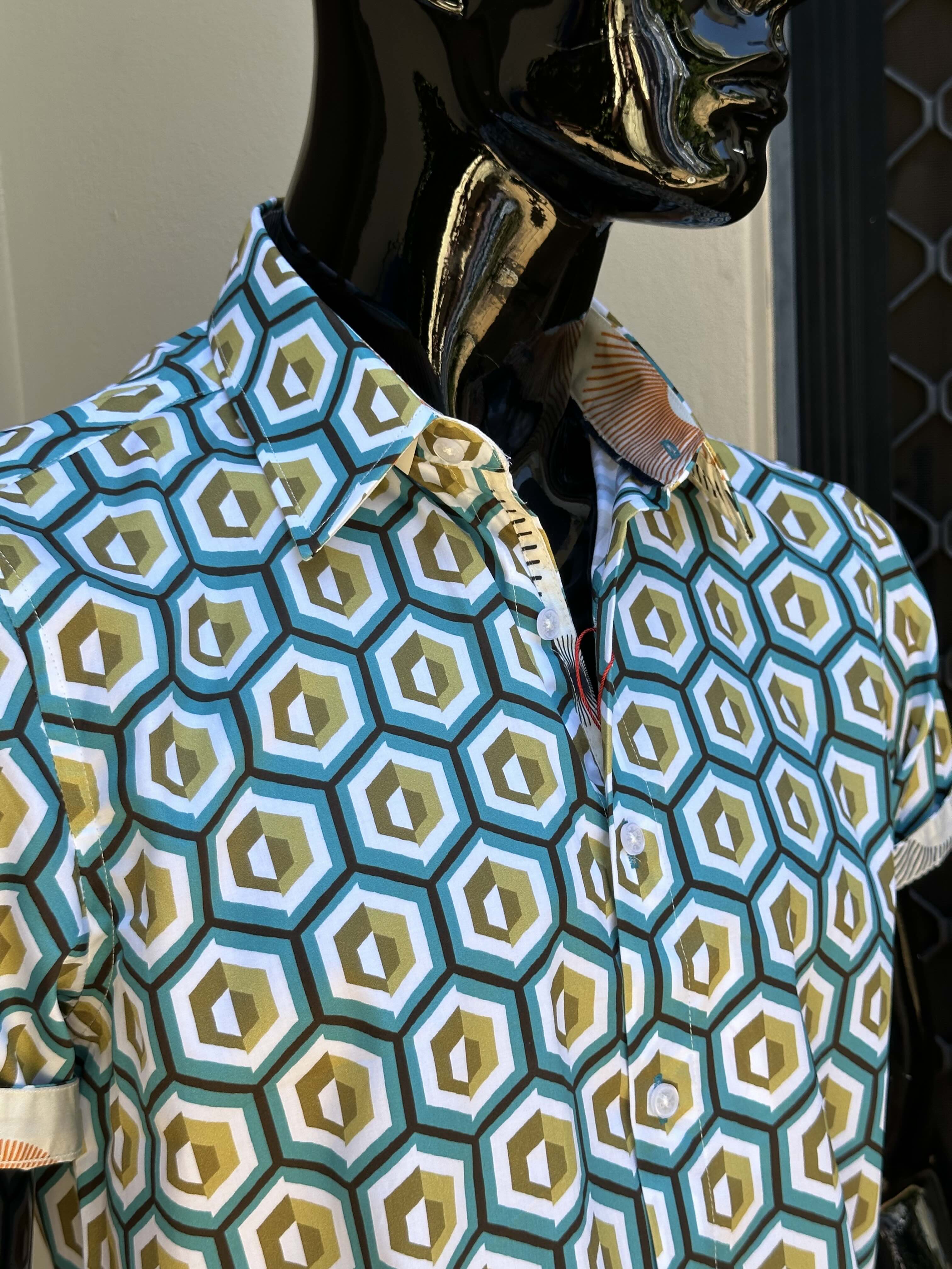 JOHN LENNON Mens Hartley Short Sleeve Shirt - Aqua - Image 6