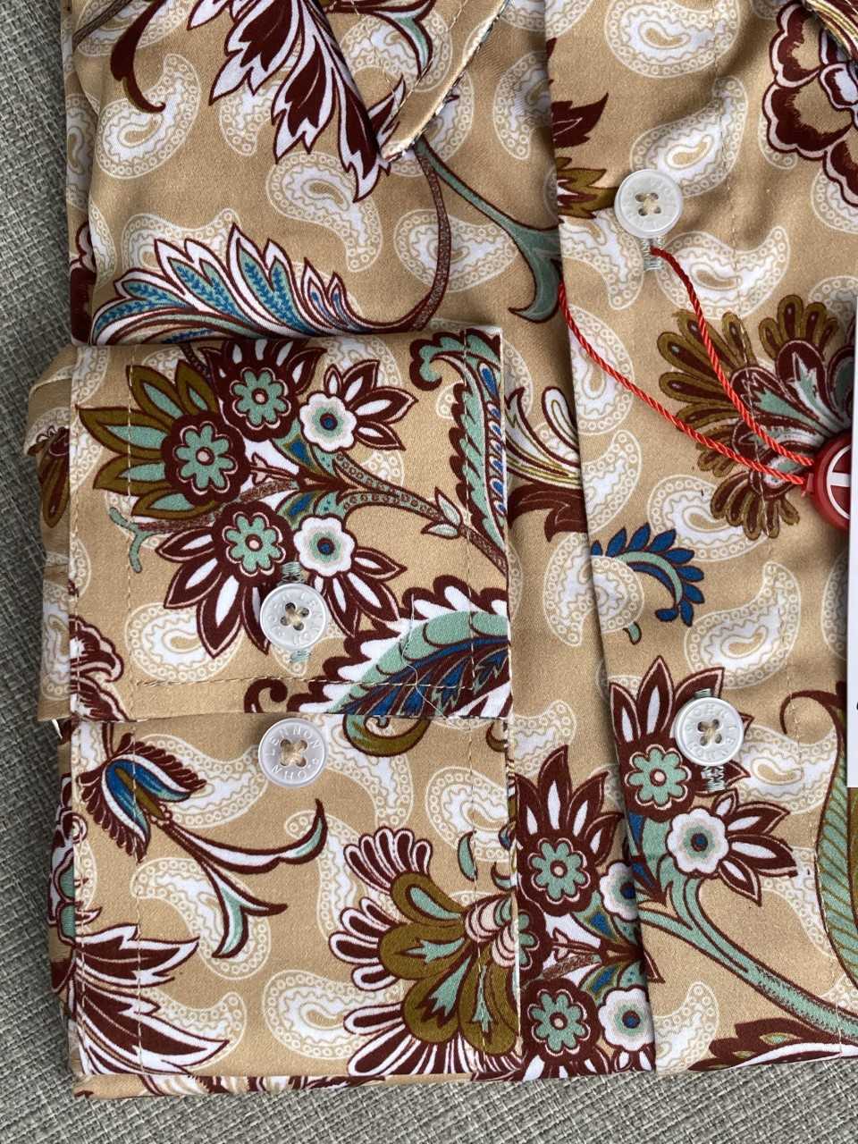 JOHN LENNON Mens Highcliffe Long Sleeve Shirt Latte Paisley - Image 10