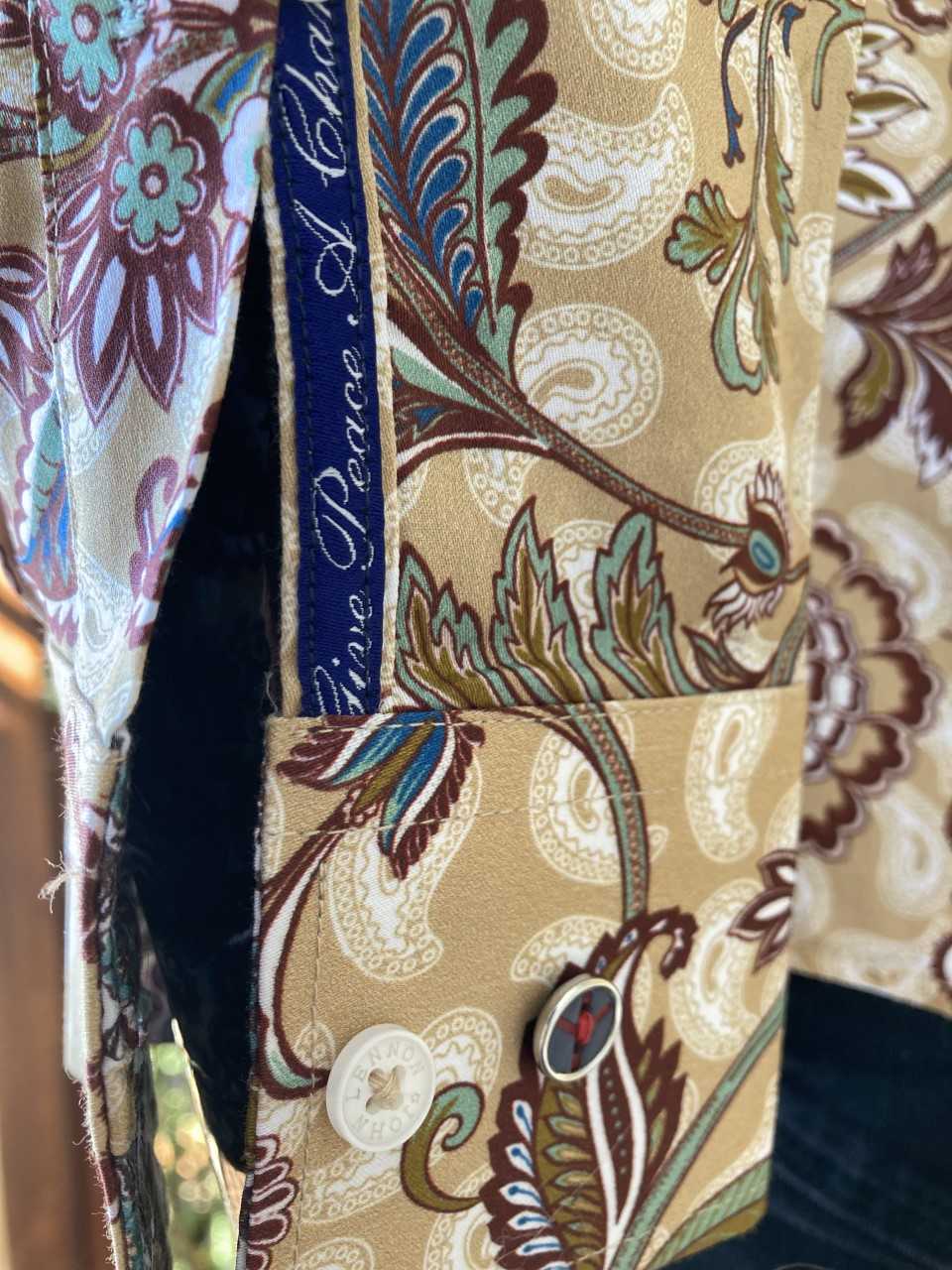 JOHN LENNON Mens Highcliffe Long Sleeve Shirt Latte Paisley - Image 15
