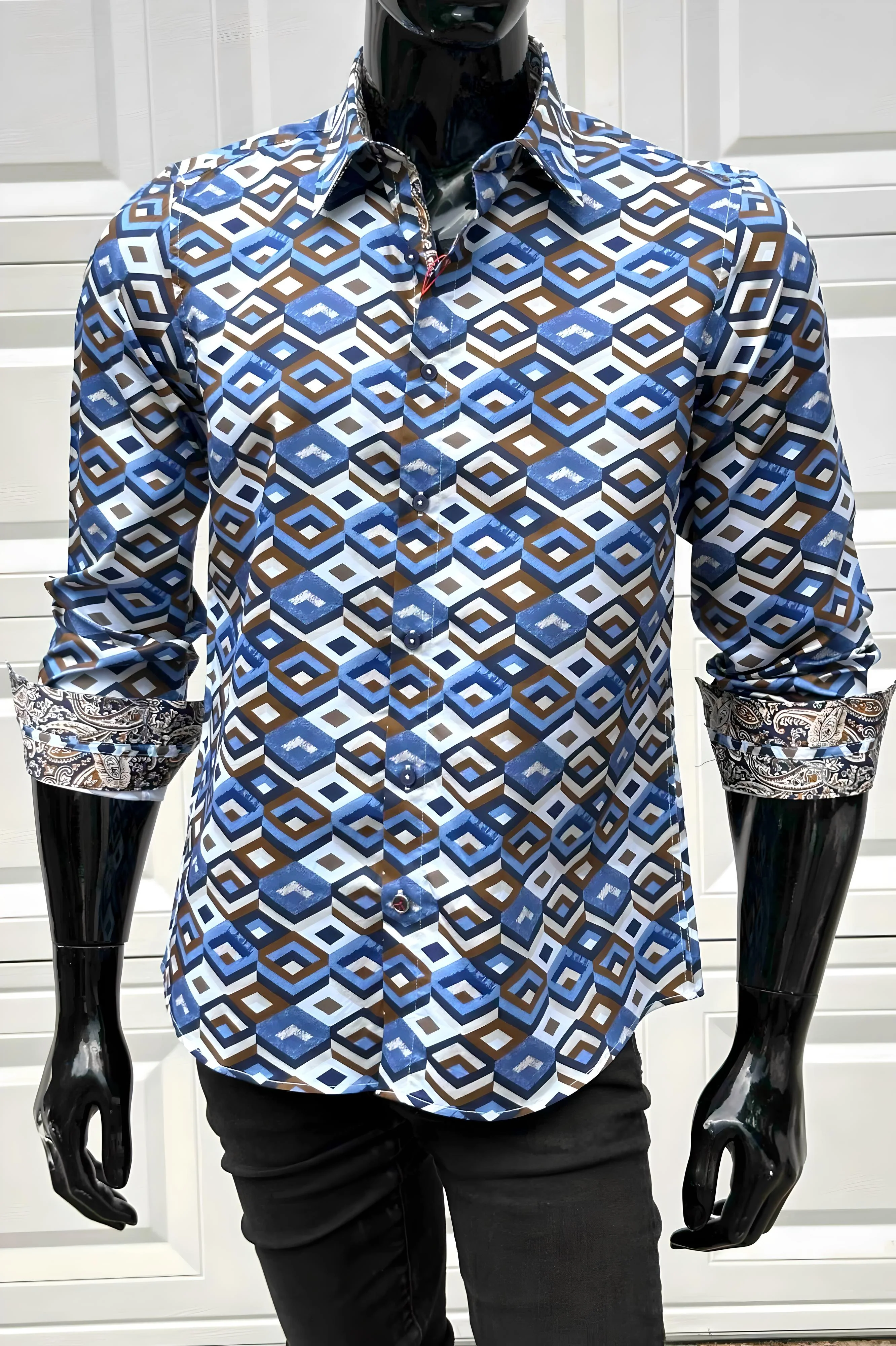 JOHN LENNON Mens Hindley Long Sleeve Shirt - Sky - Image 10