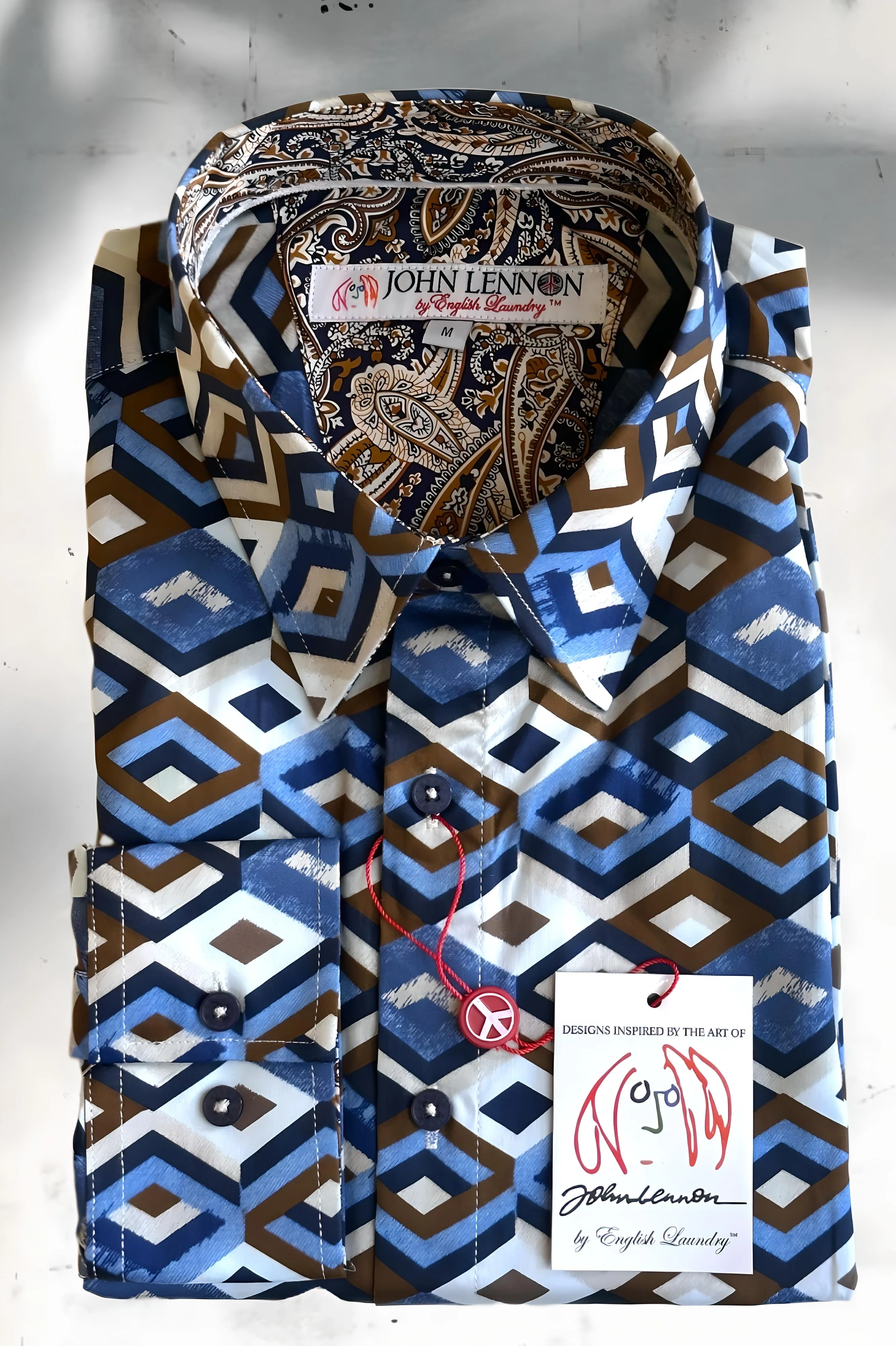 JOHN LENNON Mens Hindley Long Sleeve Shirt - Sky - Image 2