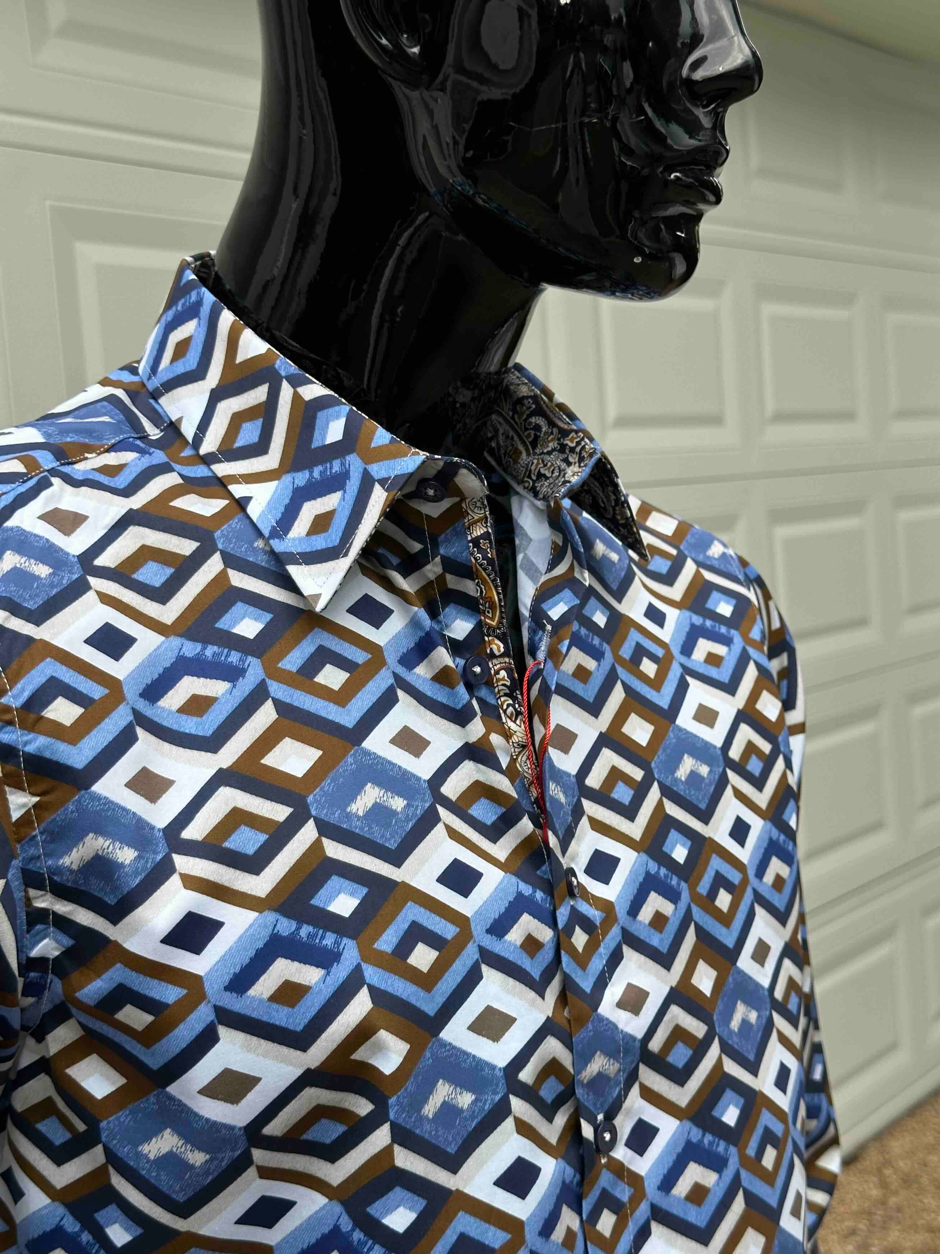 JOHN LENNON Mens Hindley Long Sleeve Shirt - Sky - Image 3