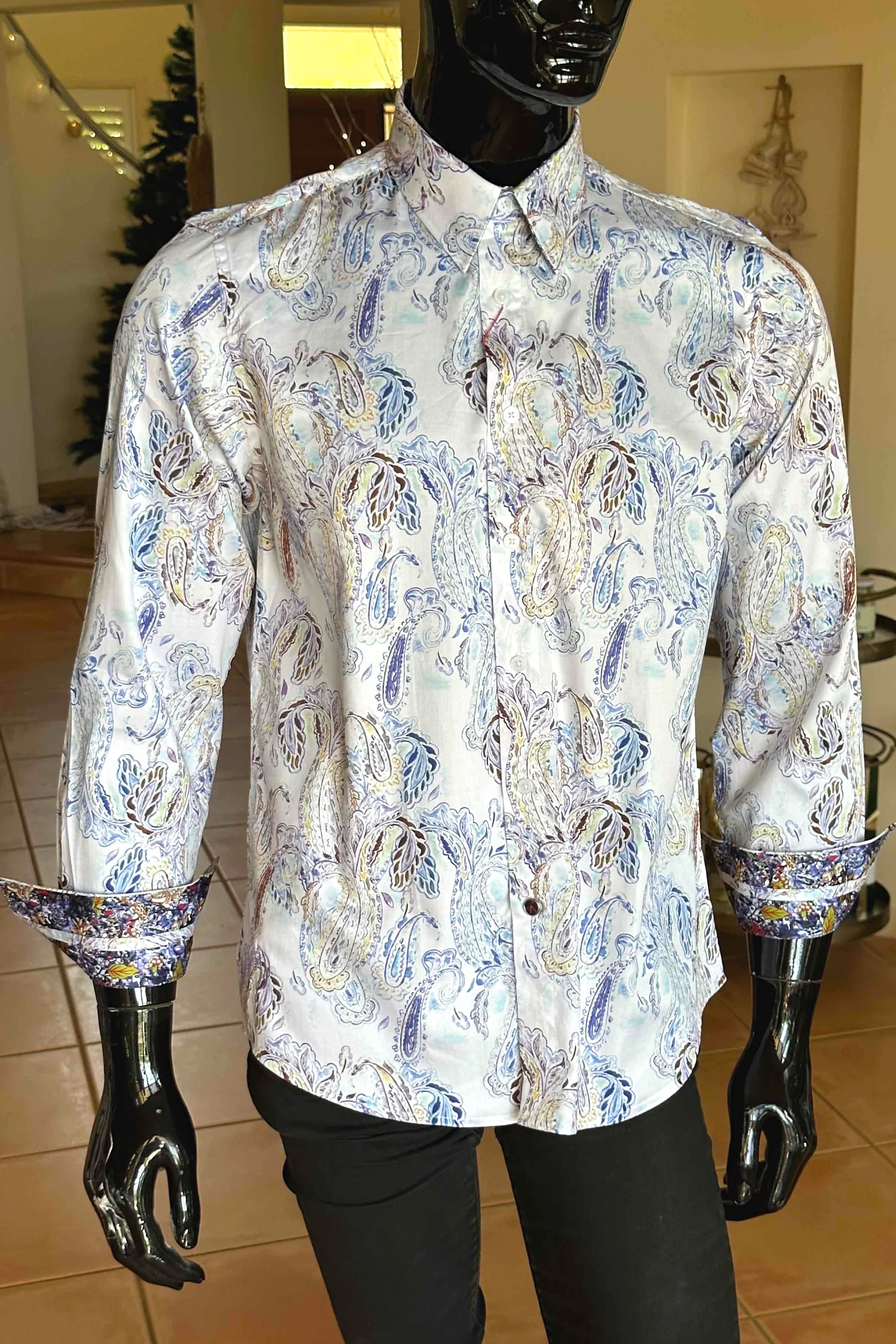 JOHN LENNON Mens Huddersfield  Long Sleeve Shirt - Paisley - Image 4
