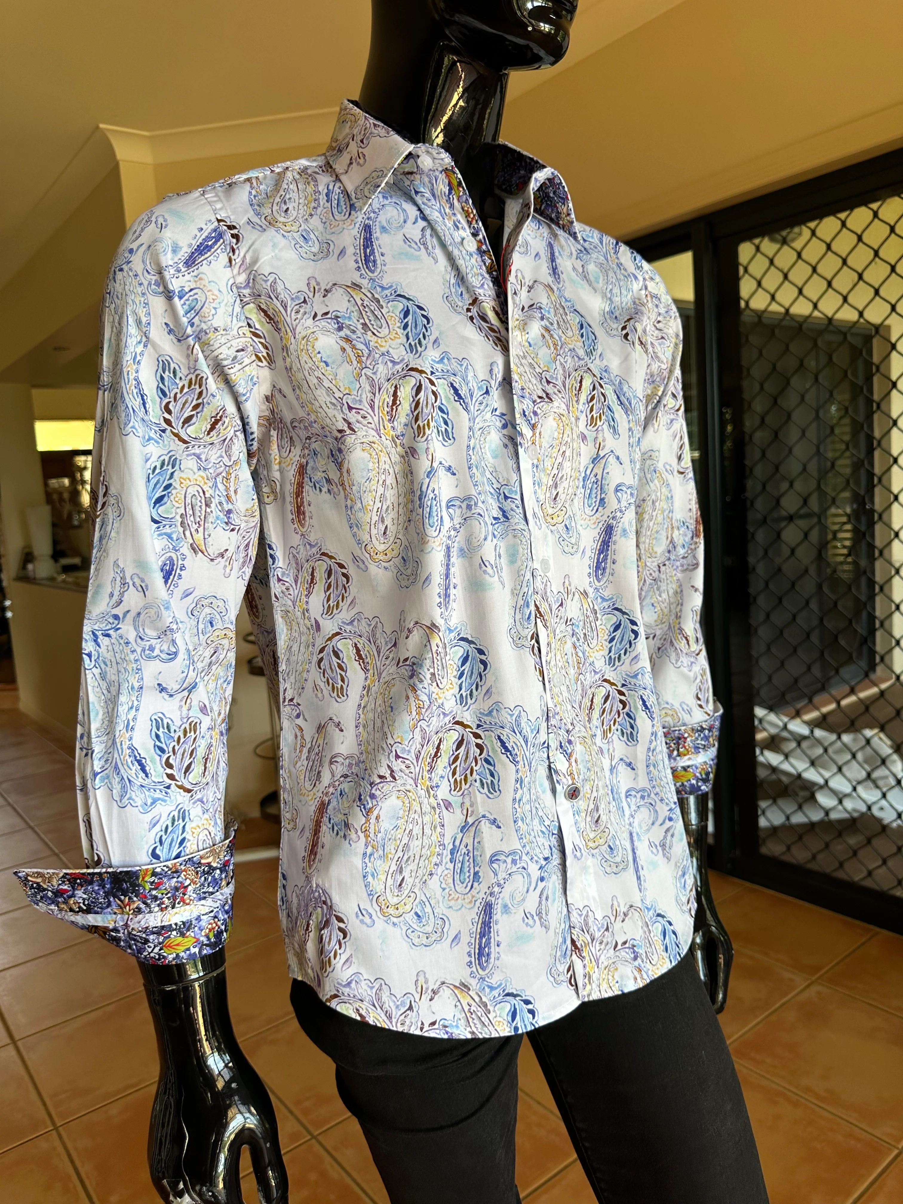 JOHN LENNON Mens Huddersfield  Long Sleeve Shirt - Paisley - Image 5