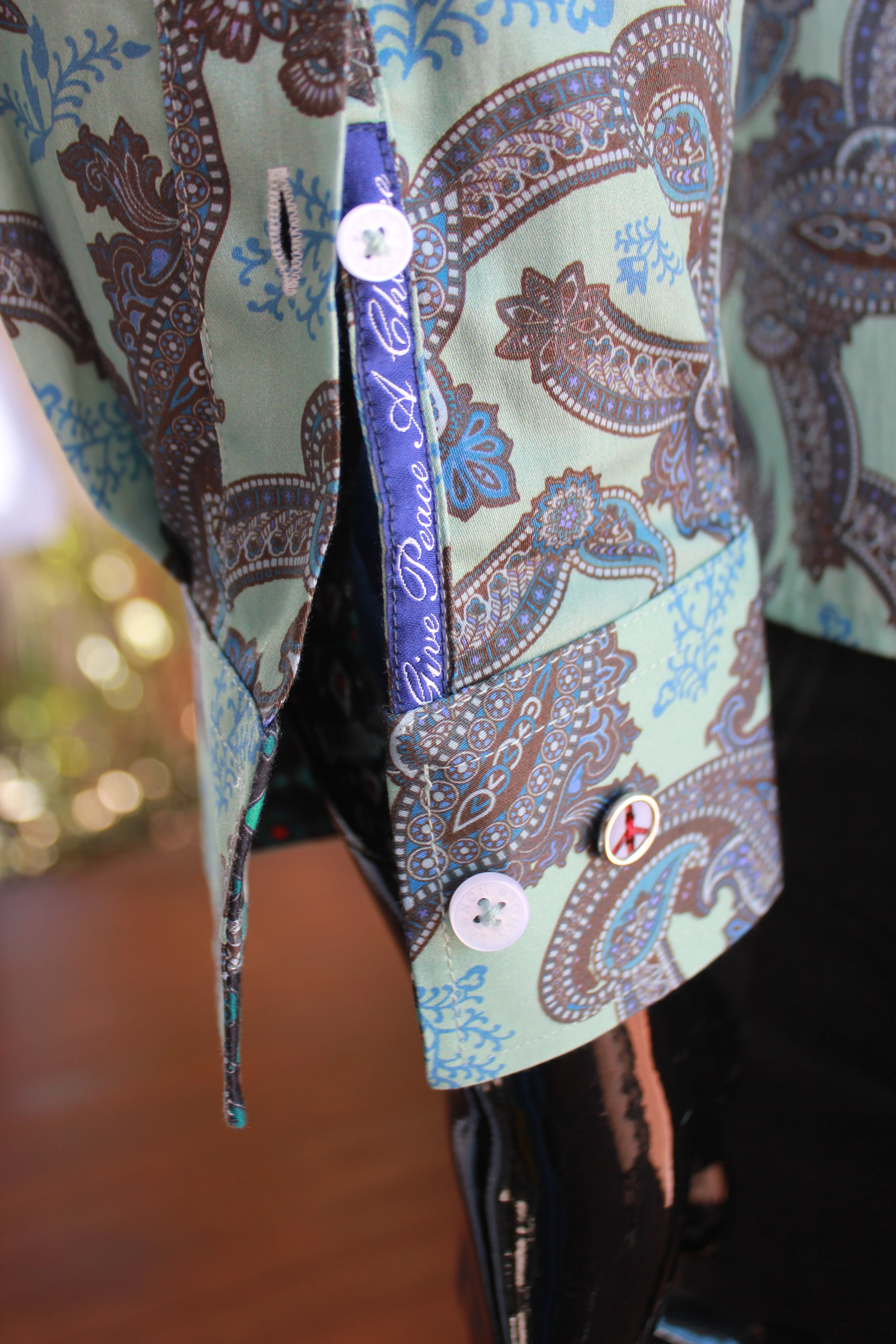 JOHN LENNON Mens Humber Long Sleeve Paisley Shirt Mint - Image 13