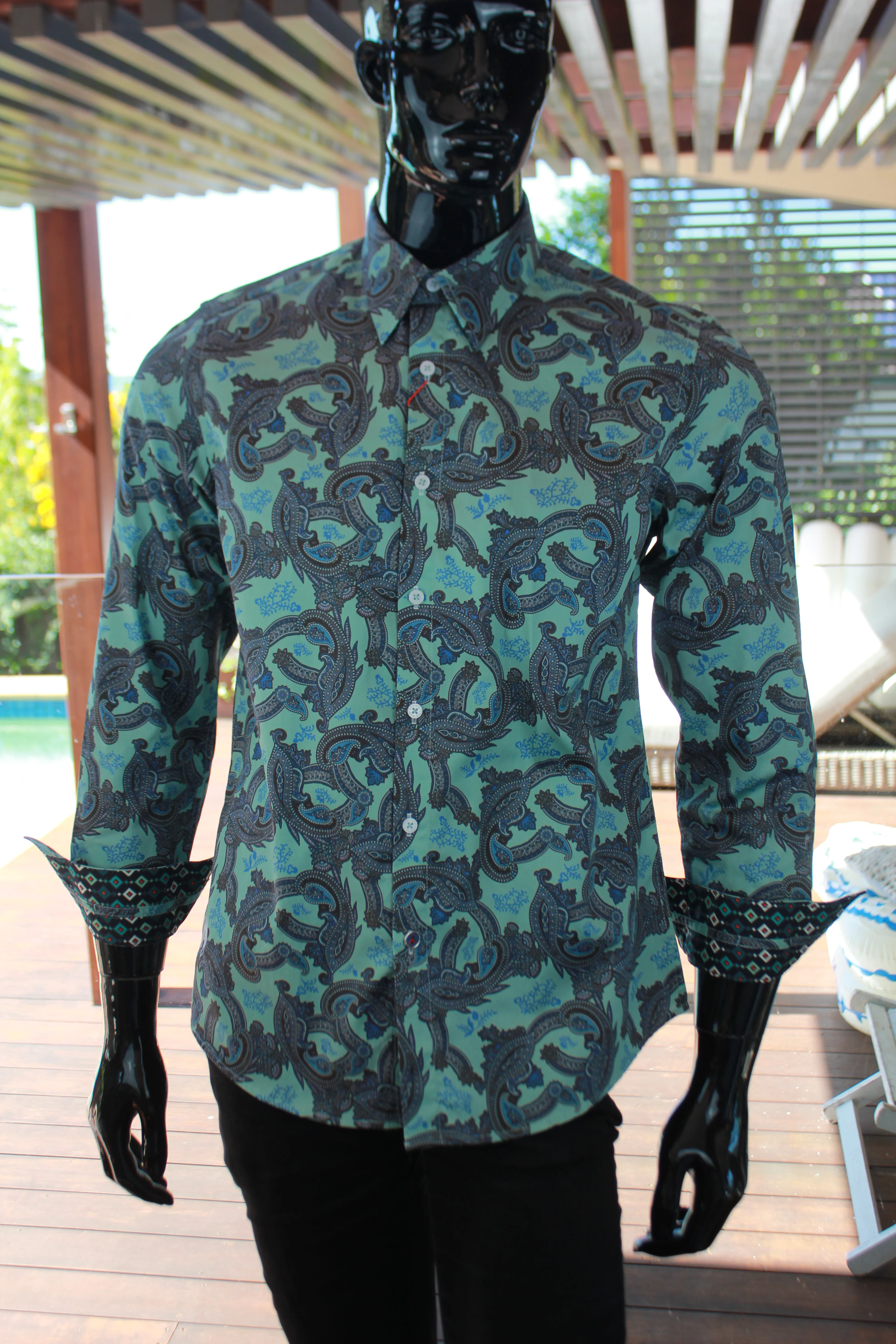 JOHN LENNON Mens Humber Long Sleeve Paisley Shirt Mint - Image 6