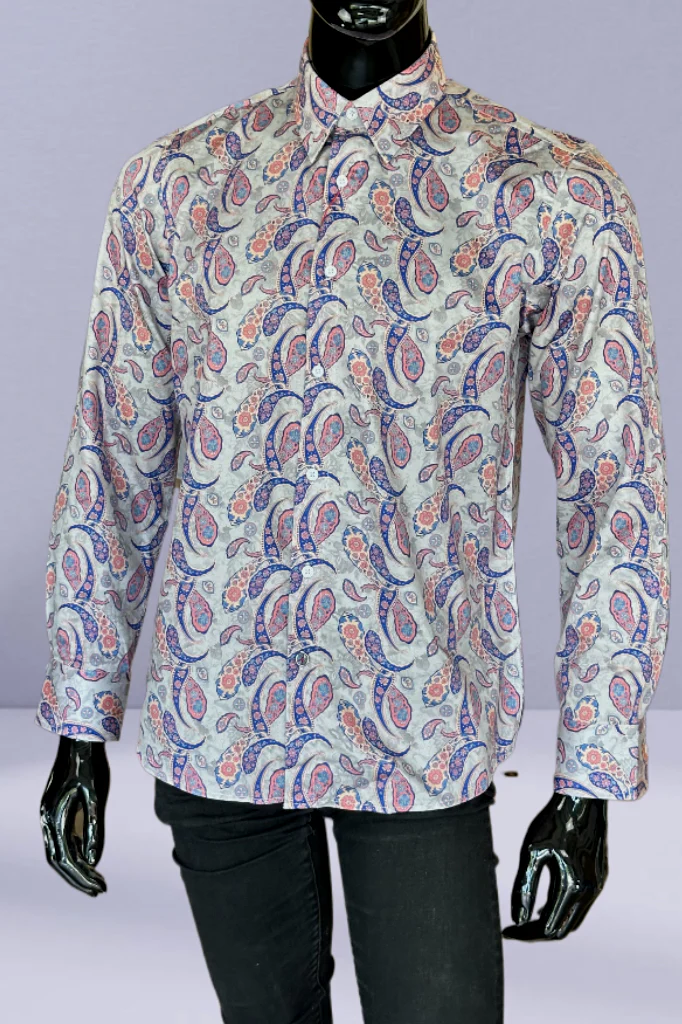 JOHN LENNON Mens Ipswich Paisley Shirt - Putty - Image 10