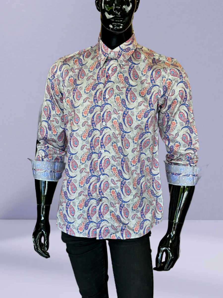 JOHN LENNON Mens Ipswich Paisley Shirt - Putty - Image 9