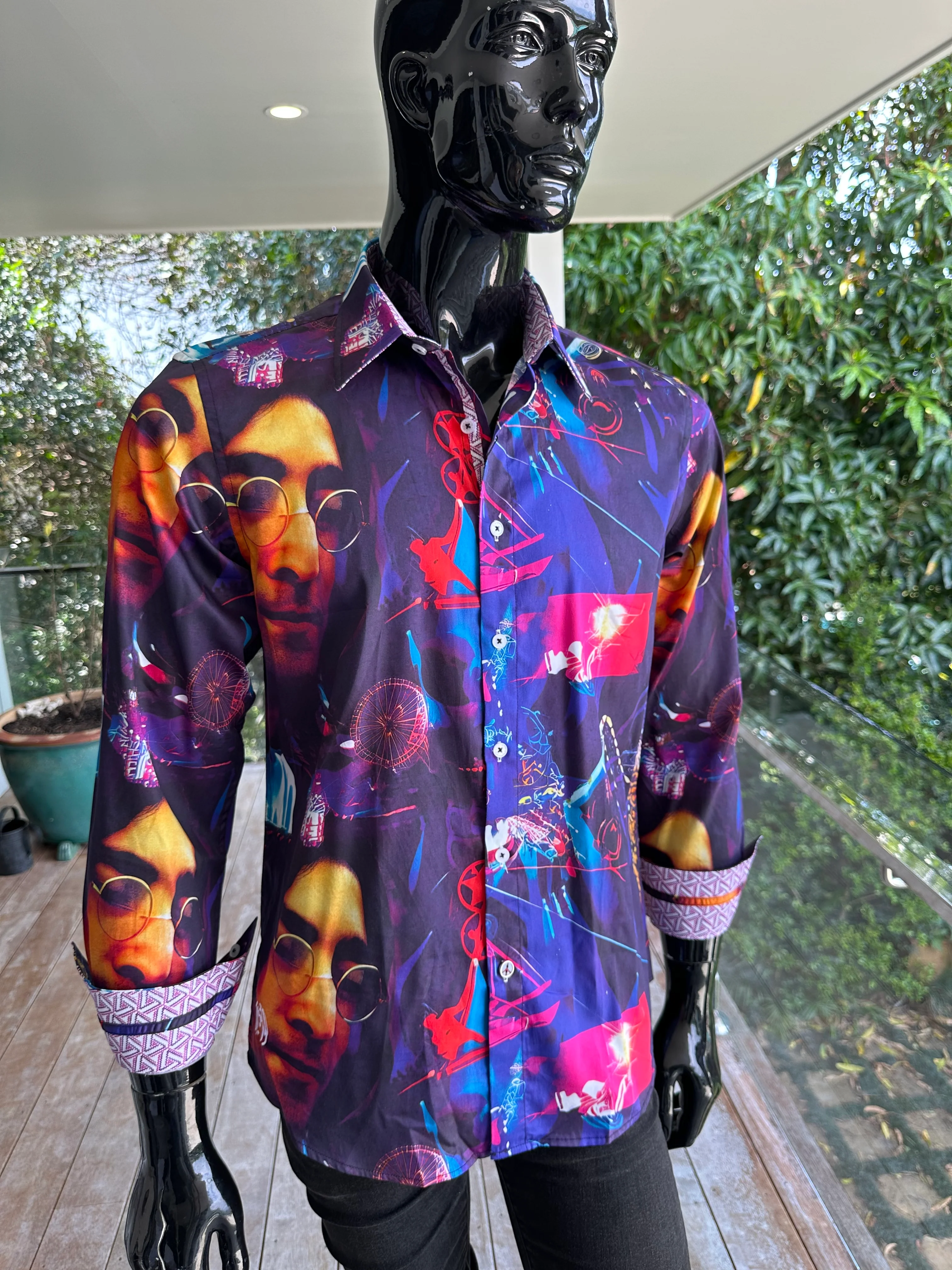JOHN LENNON Mens John Long Sleeve Shirt in Multi - Image 17