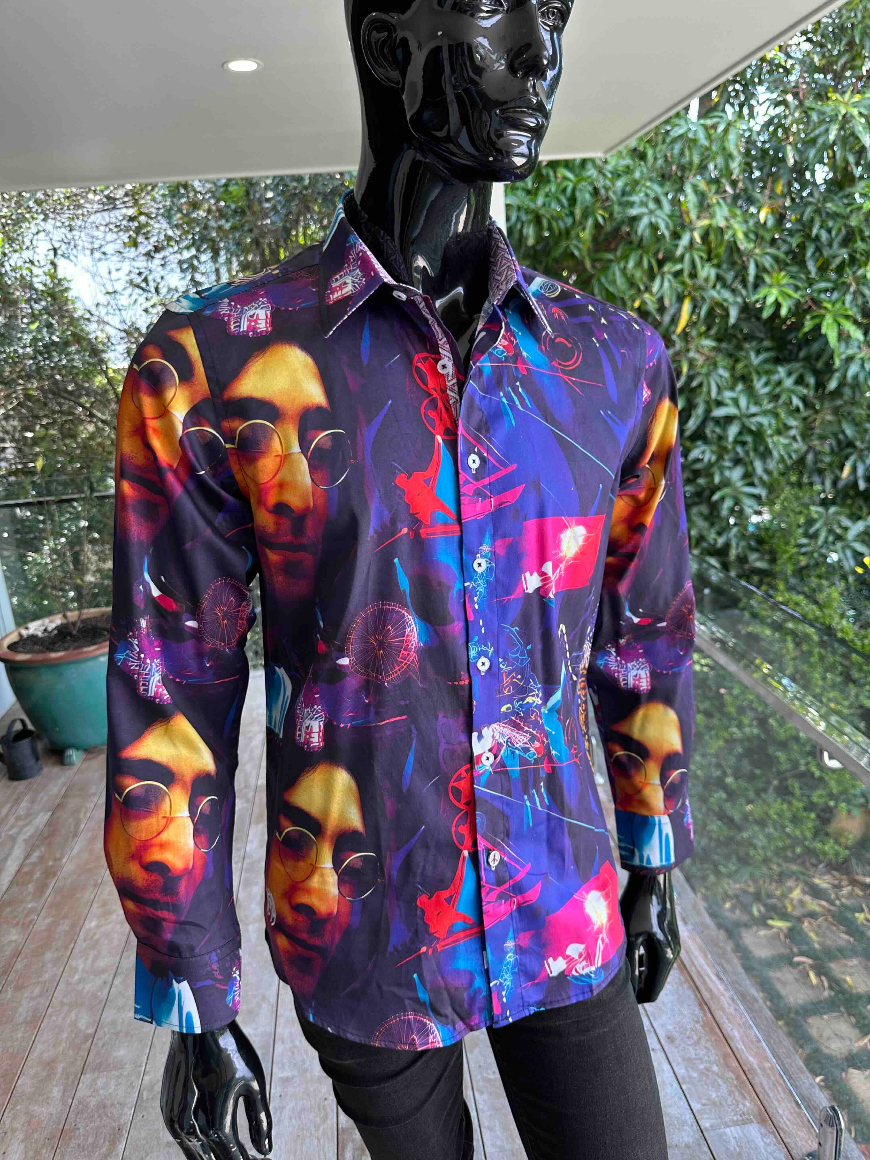 JOHN LENNON Mens John Long Sleeve Shirt in Multi - Image 3