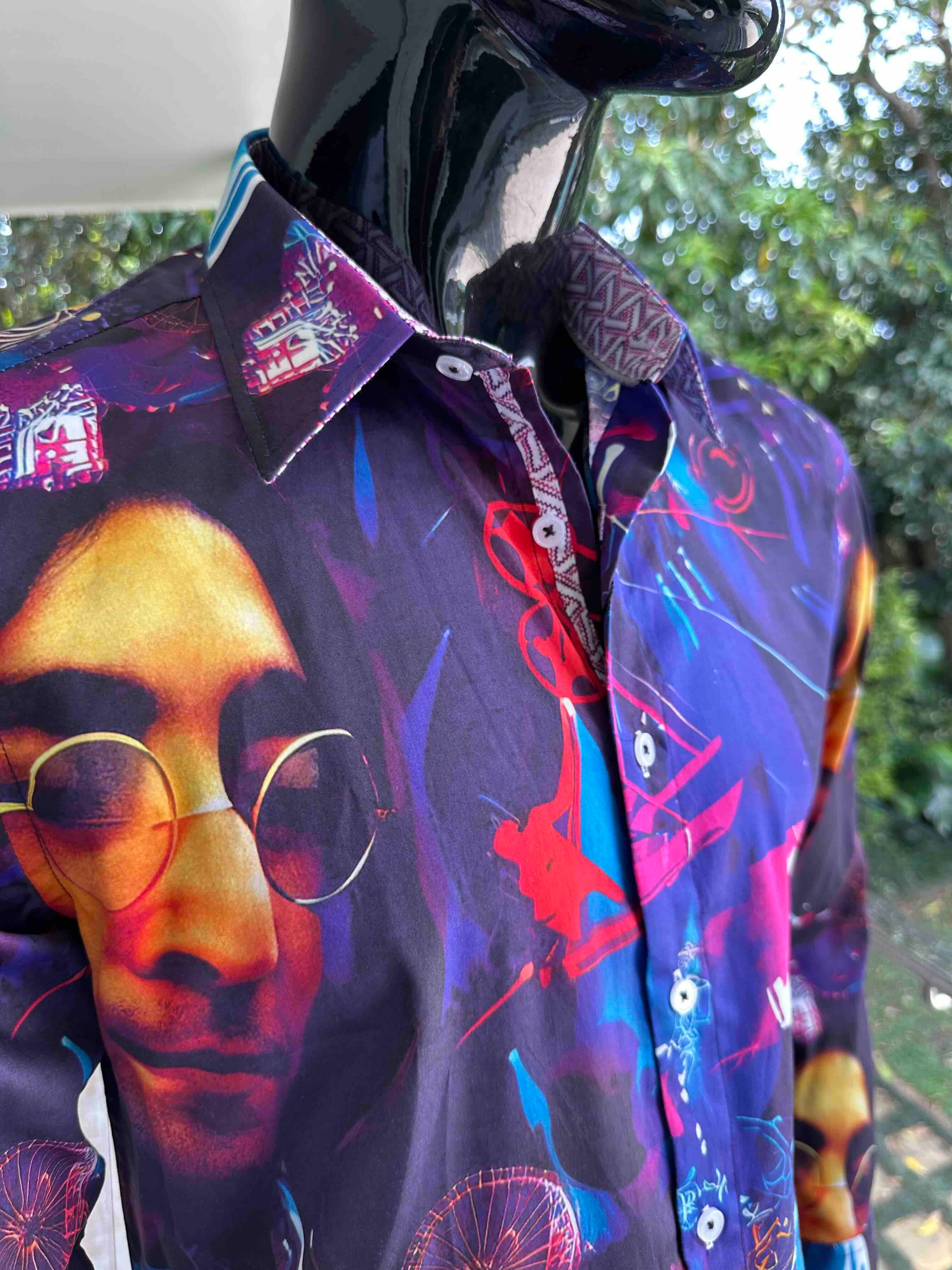 JOHN LENNON Mens John Long Sleeve Shirt in Multi - Image 5