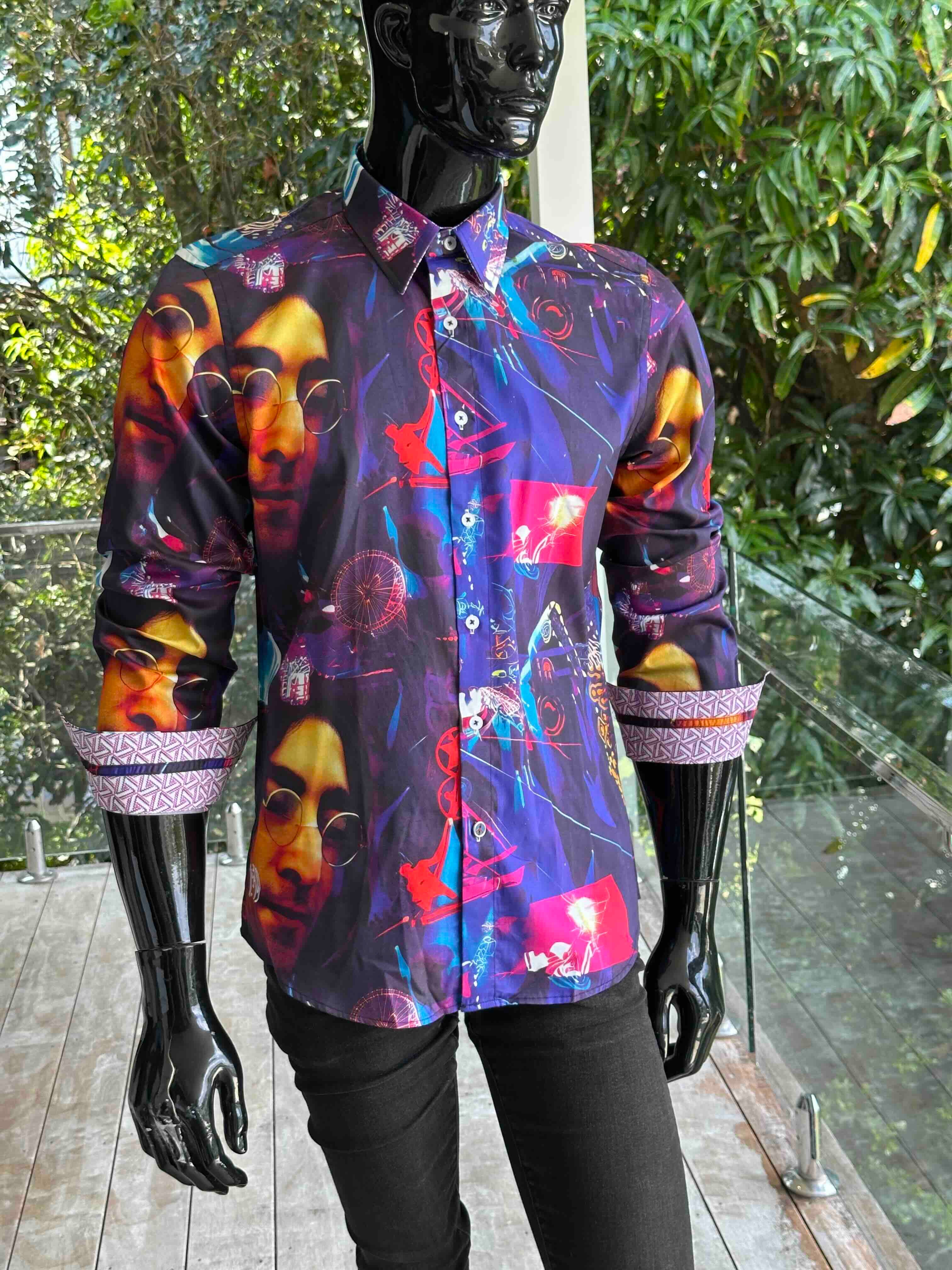 JOHN LENNON Mens John Long Sleeve Shirt in Multi - Image 9