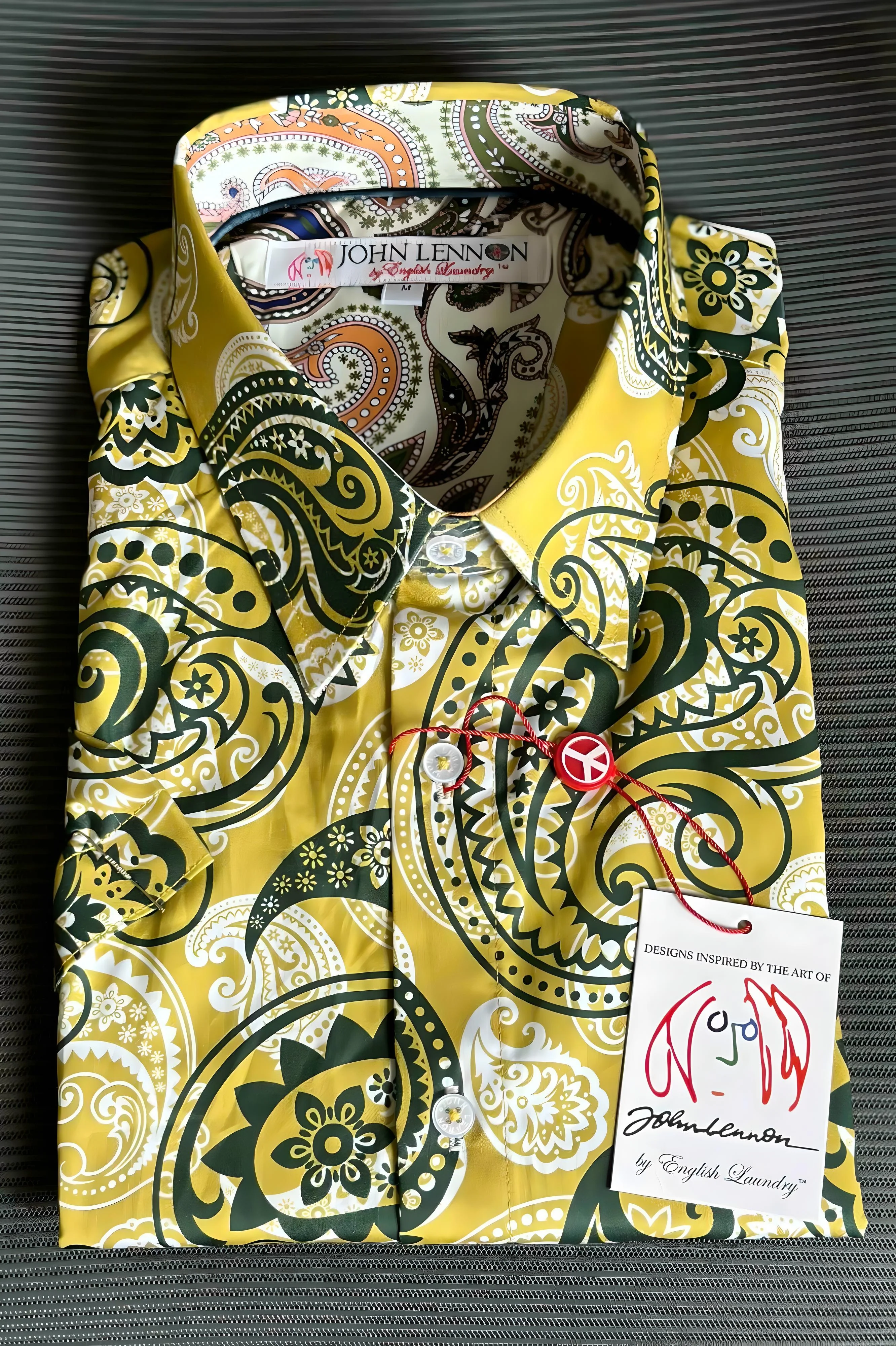 JOHN LENNON Mens King's Lynn Short Sleeve Shirt - Mustard - Image 2