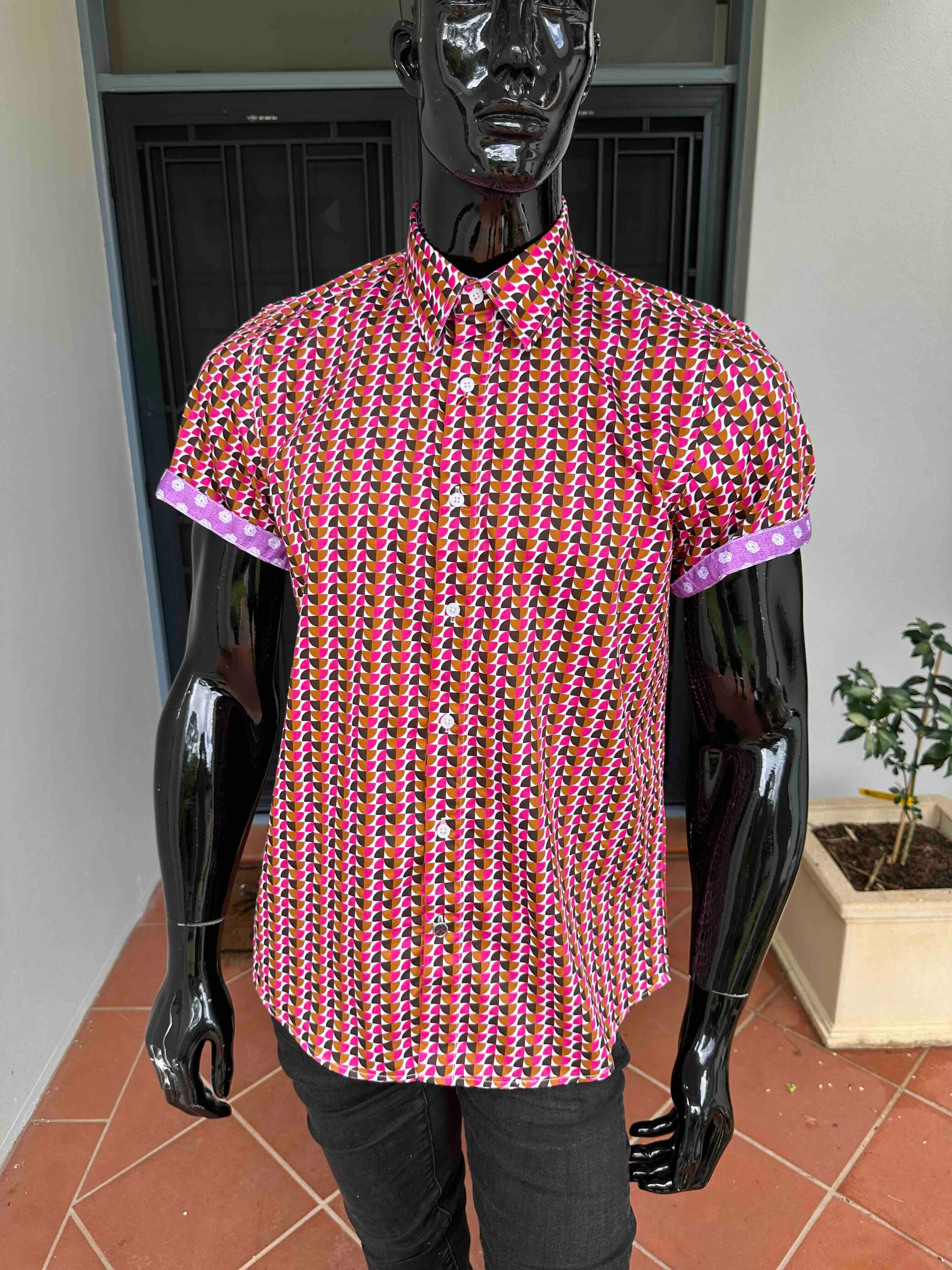 JOHN LENNON Mens Lancing Short Sleeve Shirt - Fuchsia - Image 5