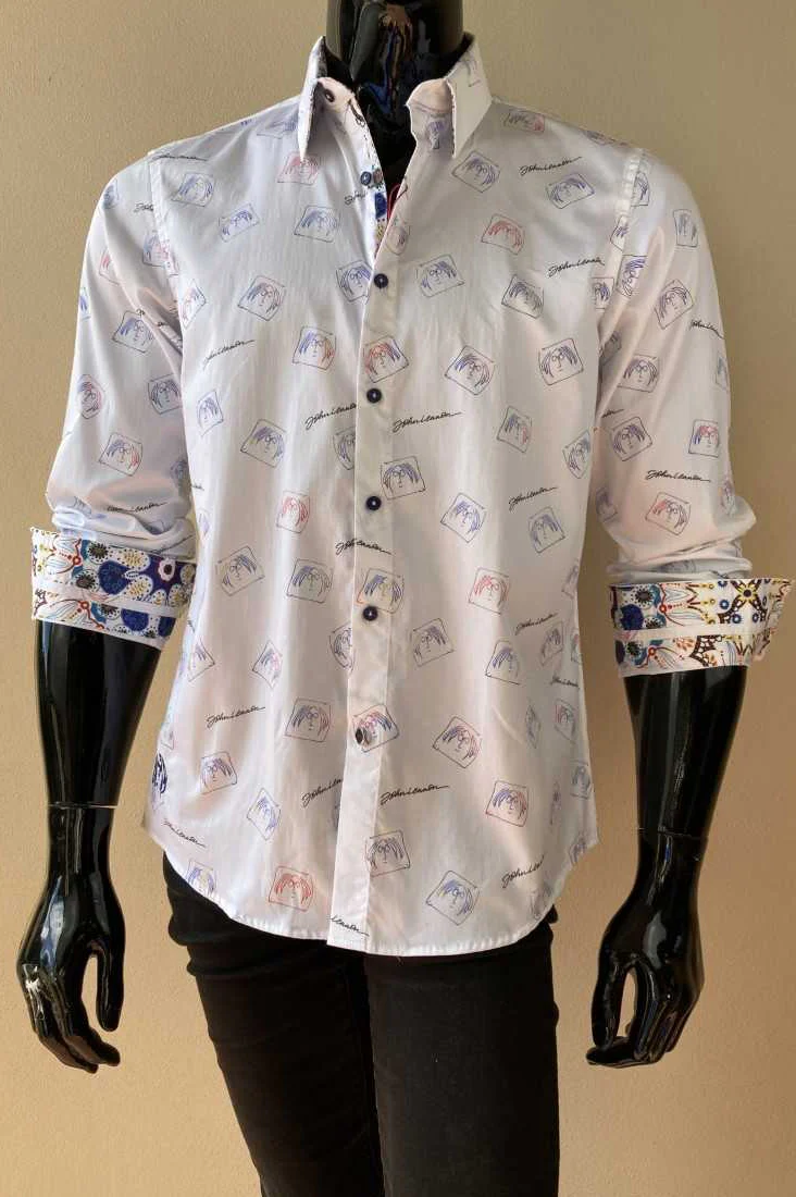 JOHN LENNON Mens Lennon Long Sleeve Shirt - White - Image 6